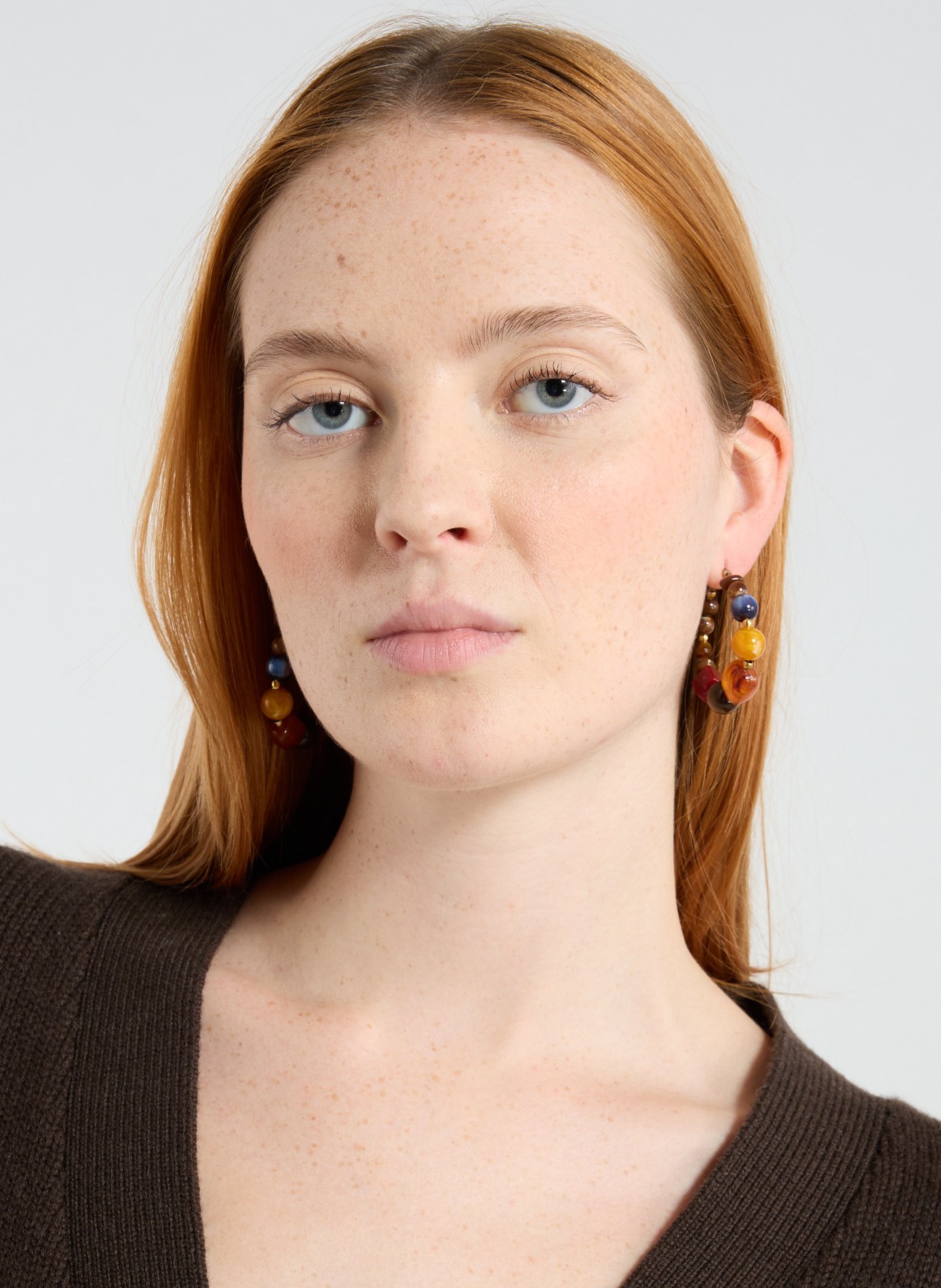 Boucles d'oreilles créoles à perles résine AU PRINTEMPS PARIS Multicolore