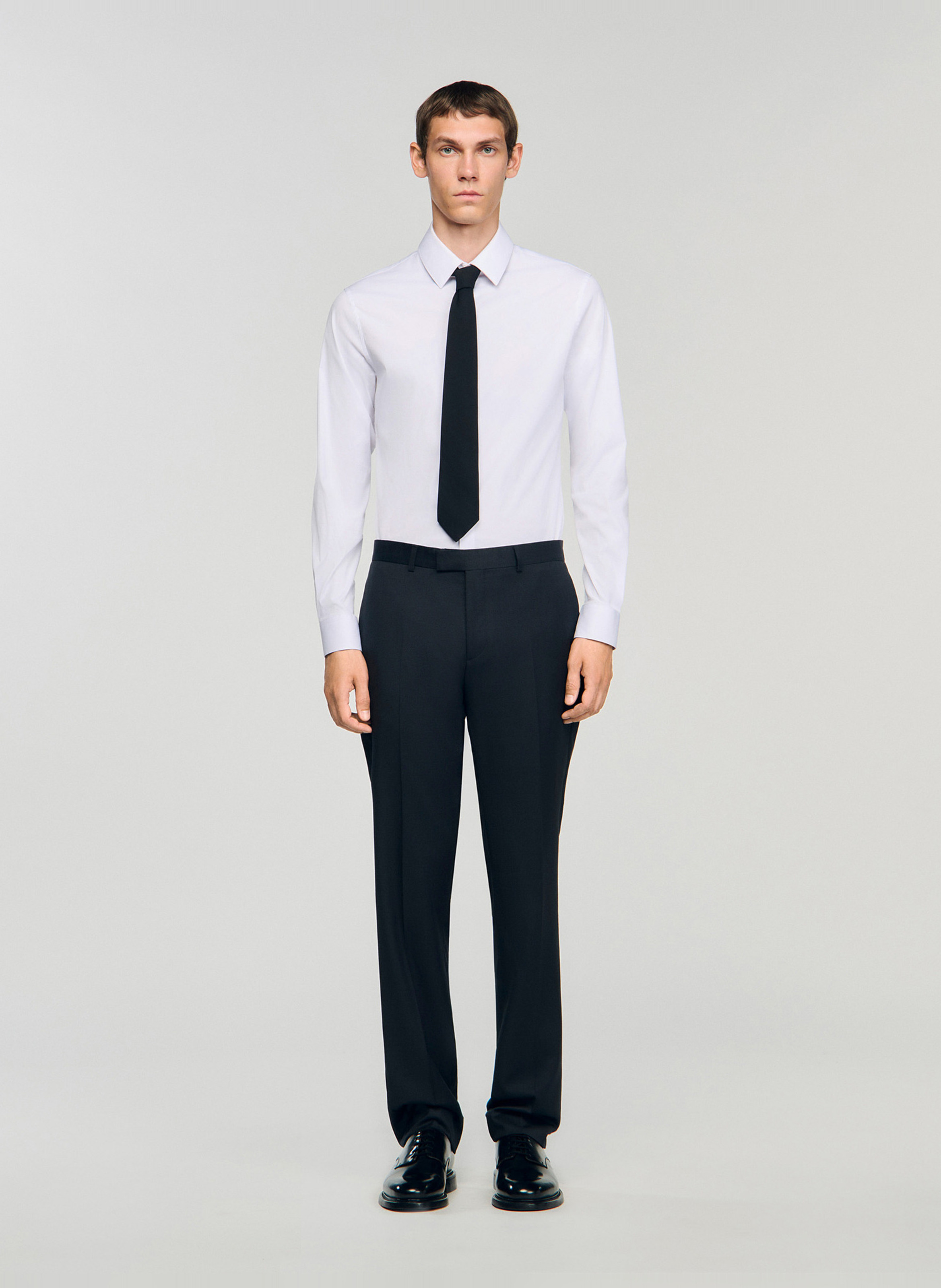 Pantalon de costume en laine SANDRO Noir