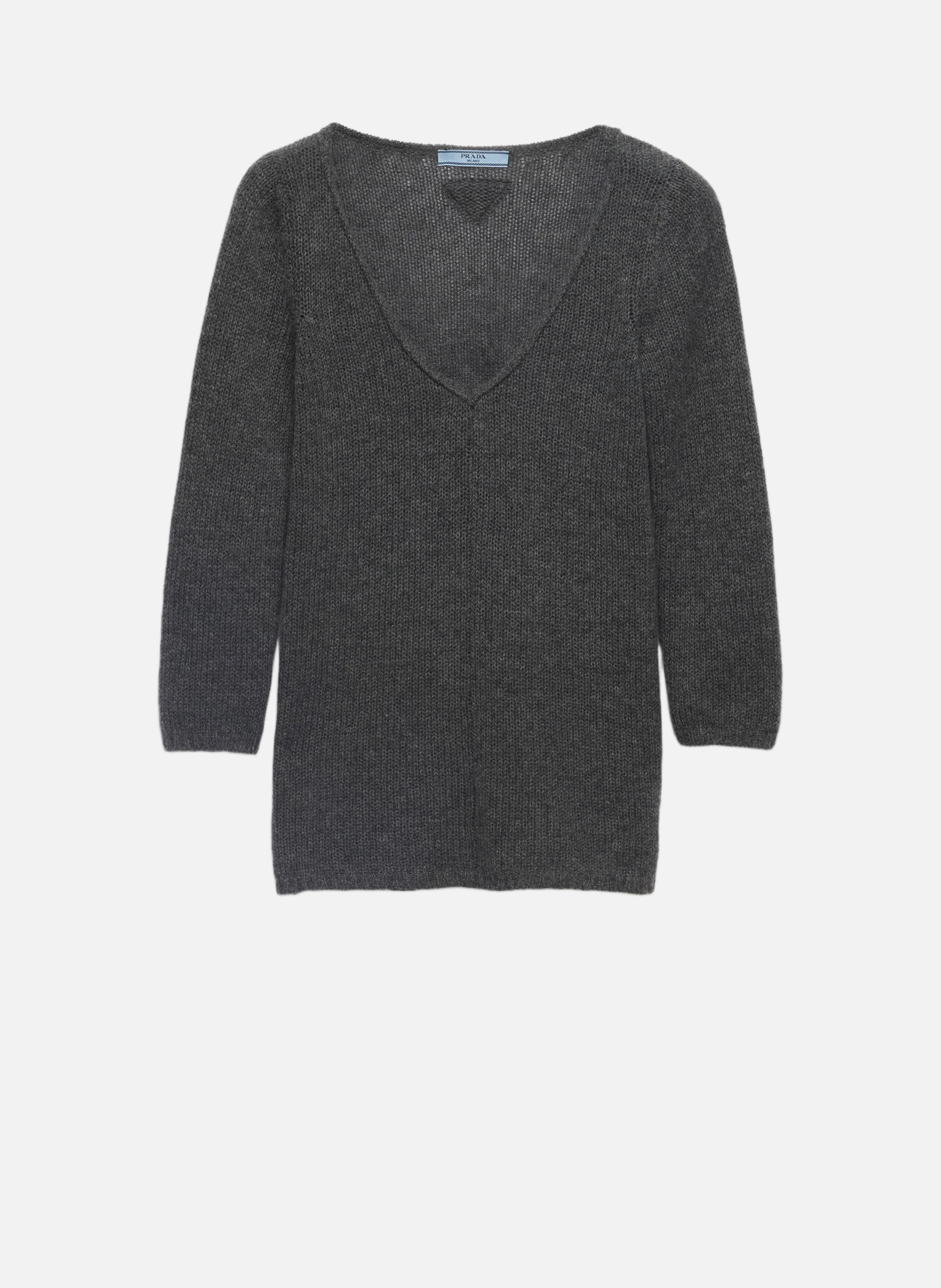 PRADA Pull en cachemire à col en v Gris