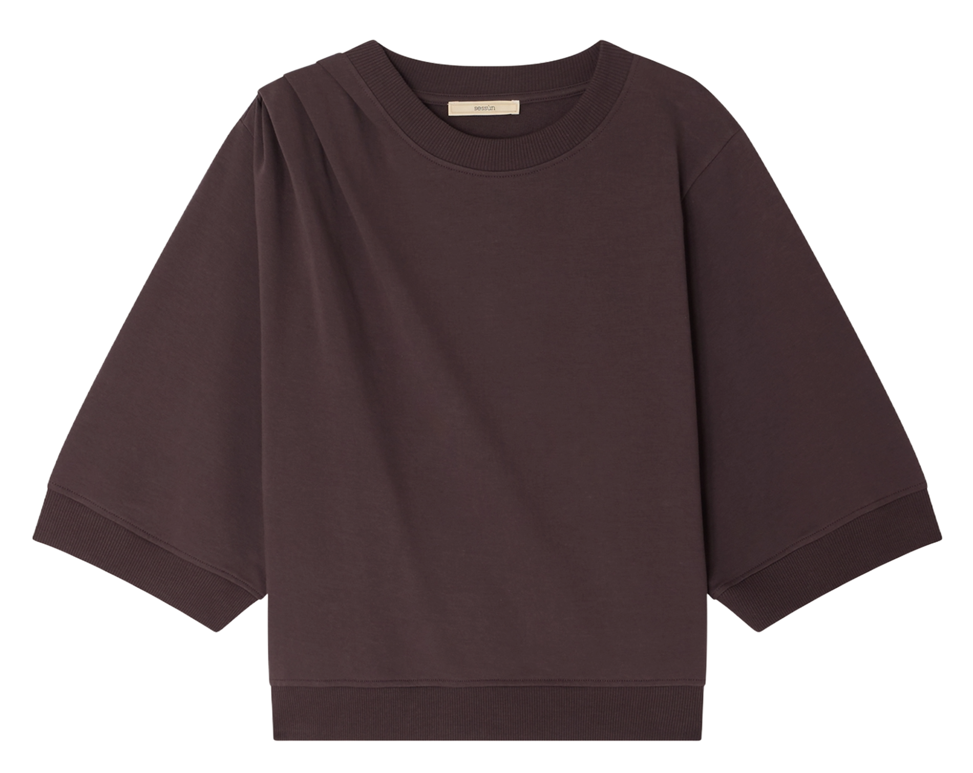 Tee-shirt ample manches courtes uni pova SESSUN Marron