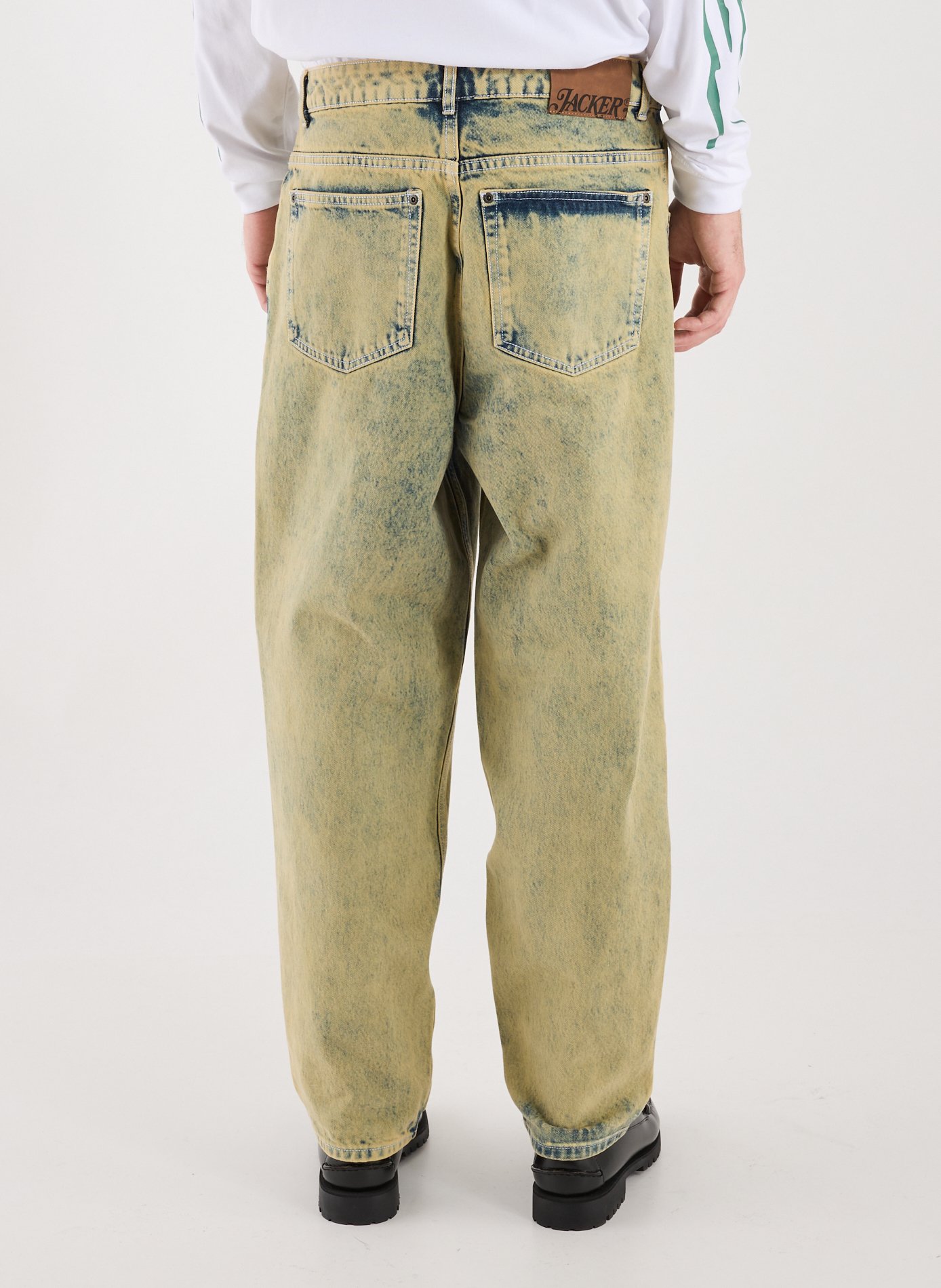 Jean droit délavé en coton JACKER. Bleu