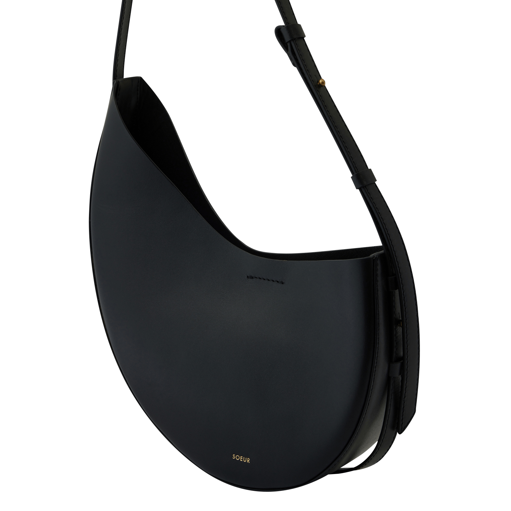 Sac porté épaule en cuir lisse wino SOEUR Noir