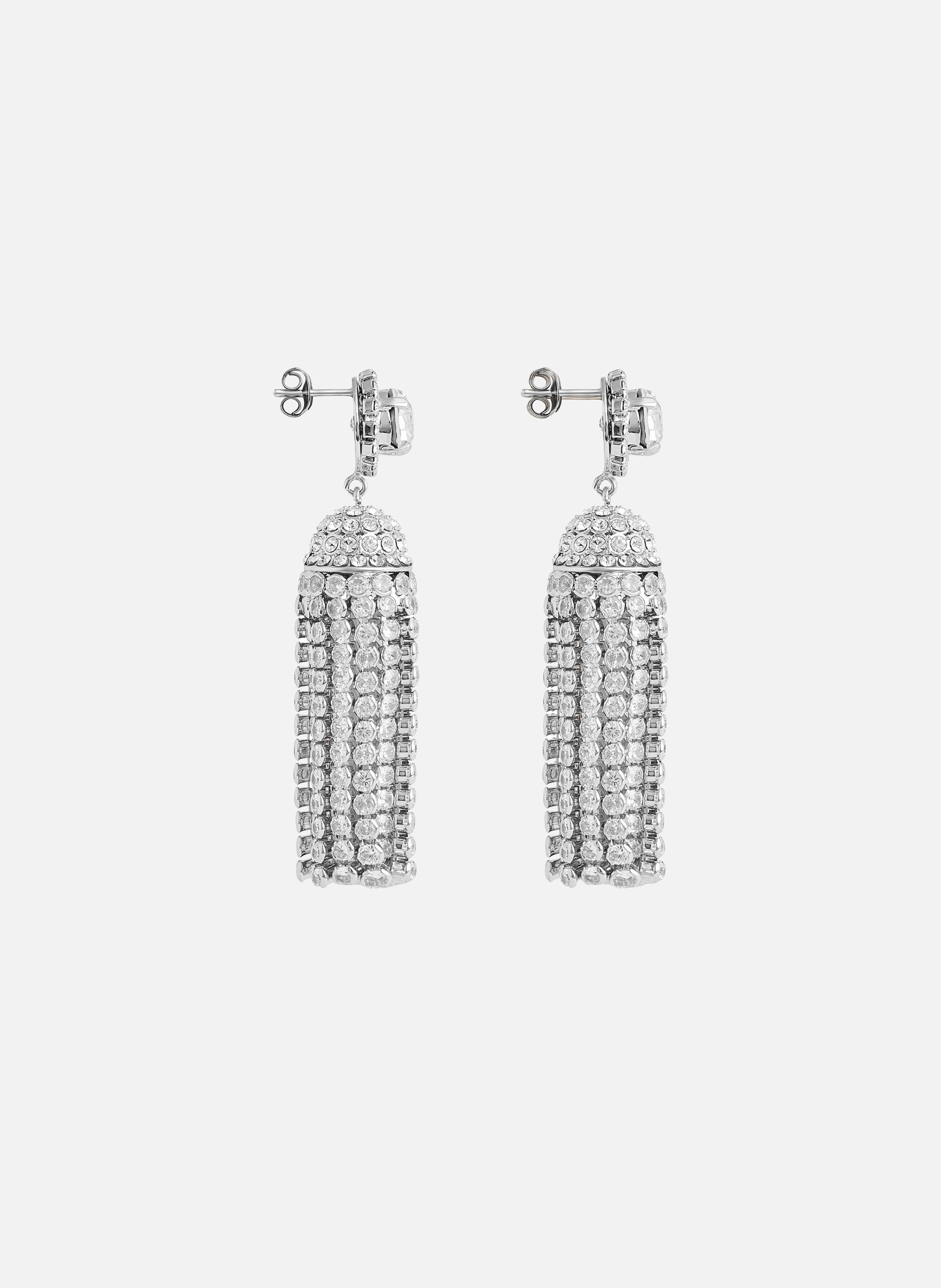 Boucles d’oreilles pompon en strass RABANNE Argent