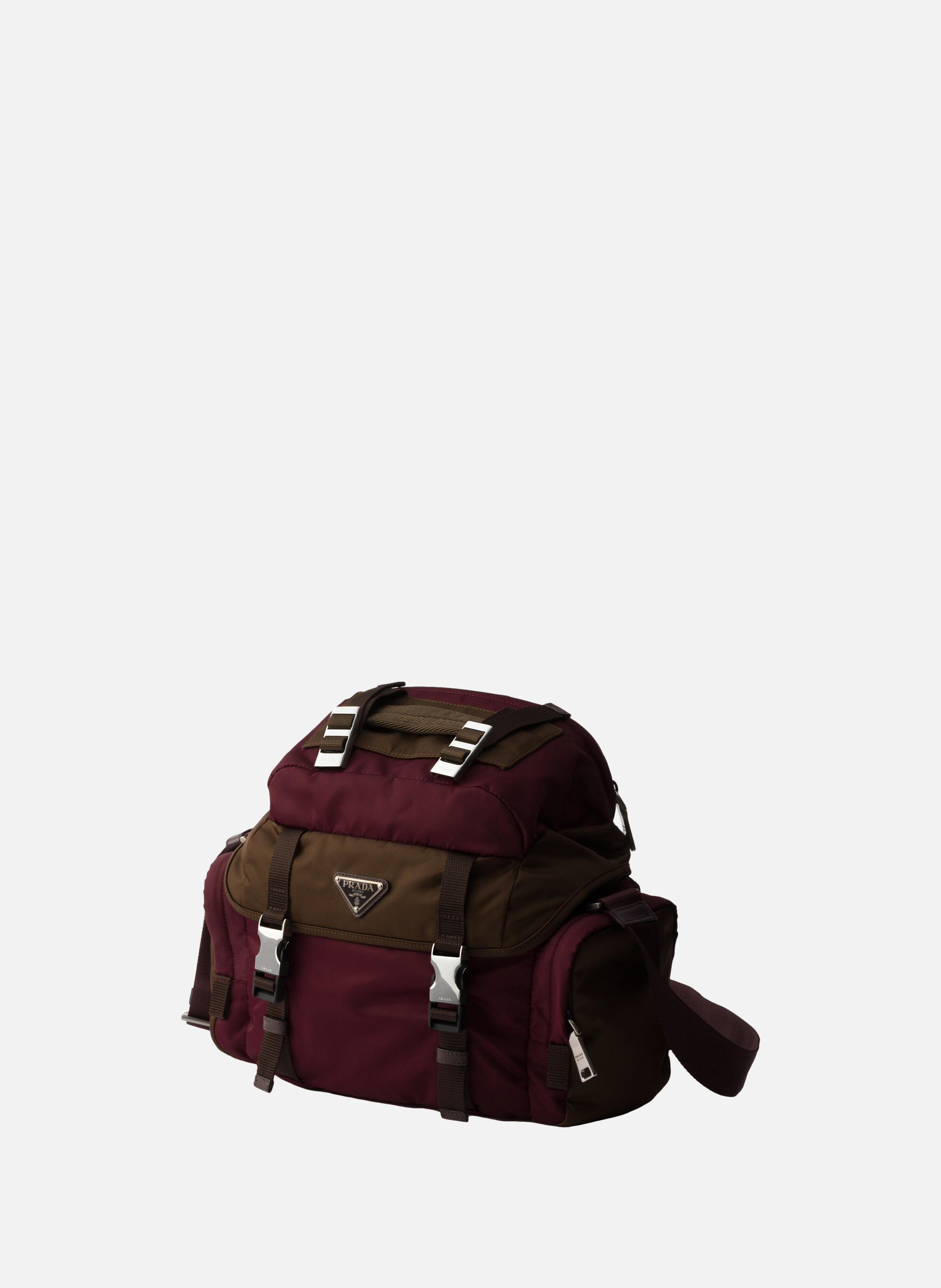 Sac porté épaule en re-nylon et cuir PRADA Rouge