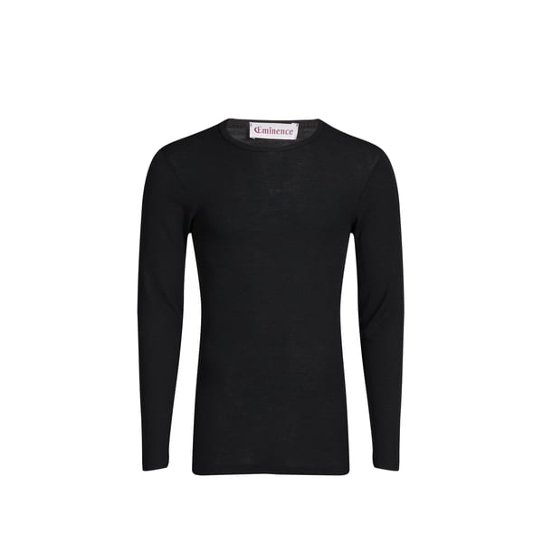 Eminence Maillot De Corps À Col Rond En Laine Mélangée In Black