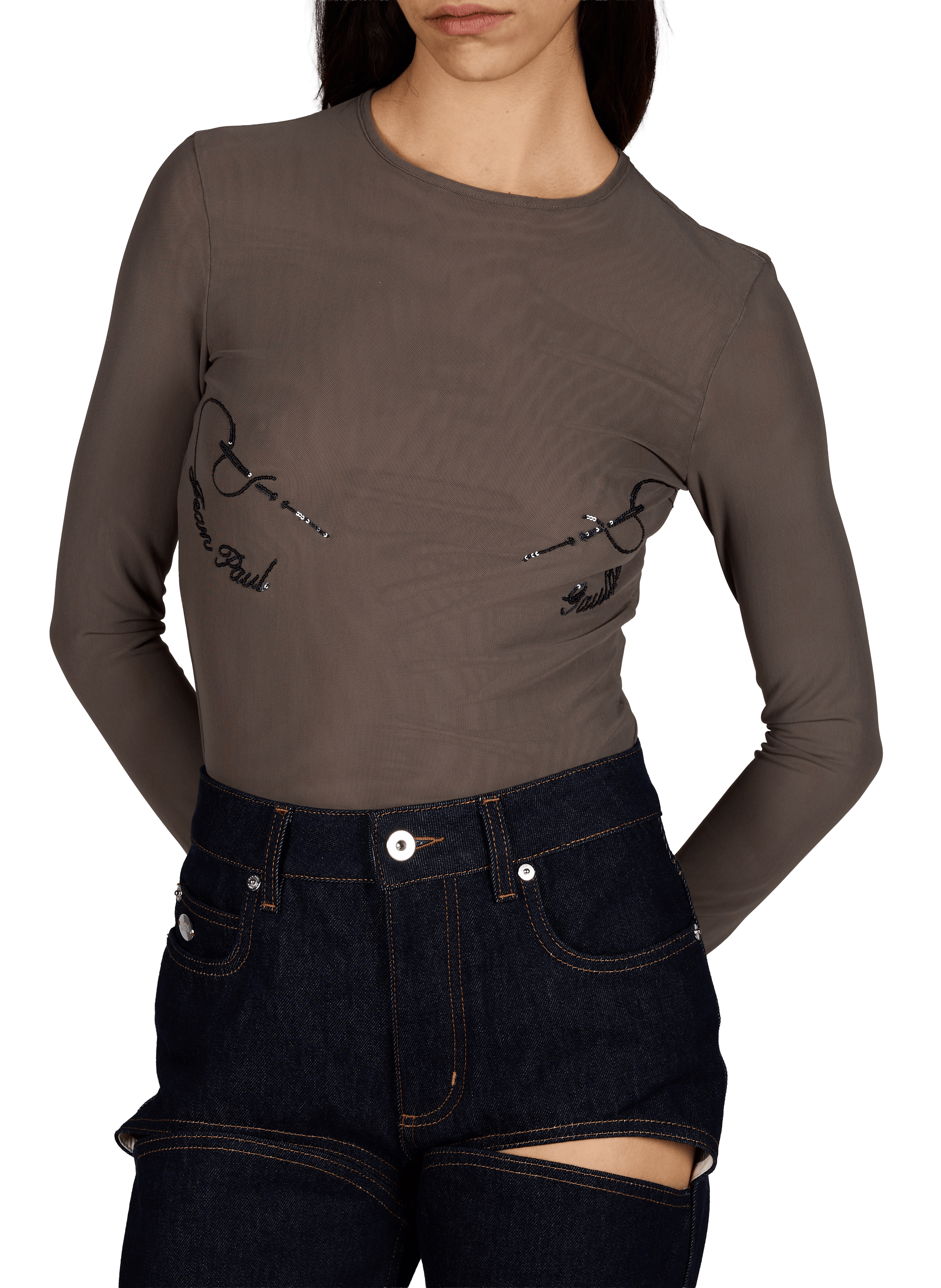 Sheer bodysuit JEAN PAUL GAULTIER Grey