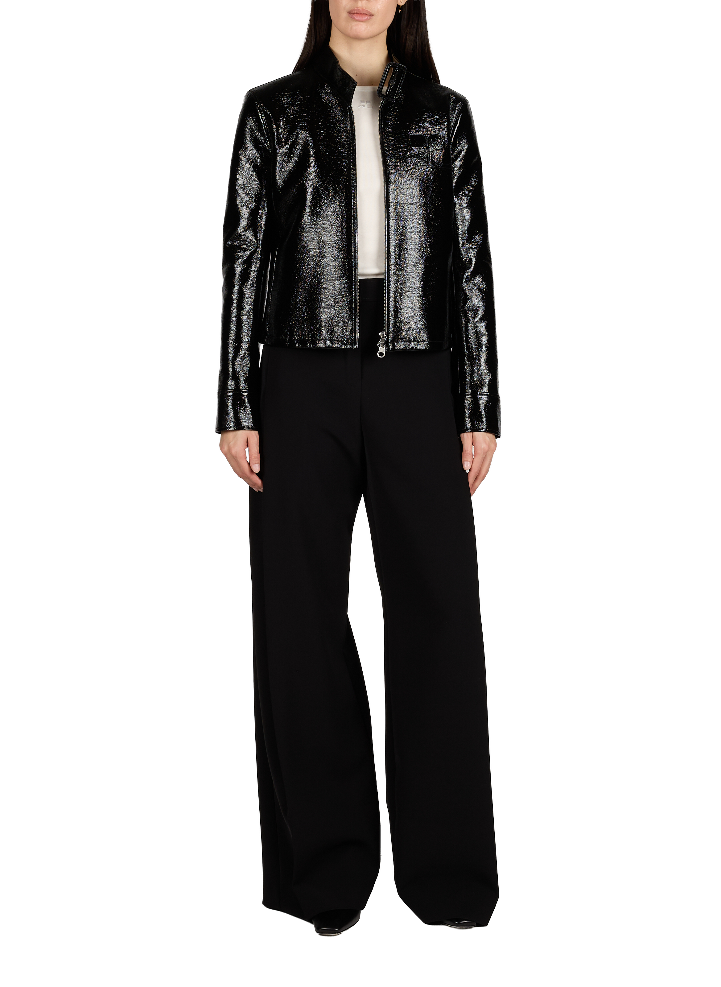 Shiny cotton blend jacket COURRÈGES Black