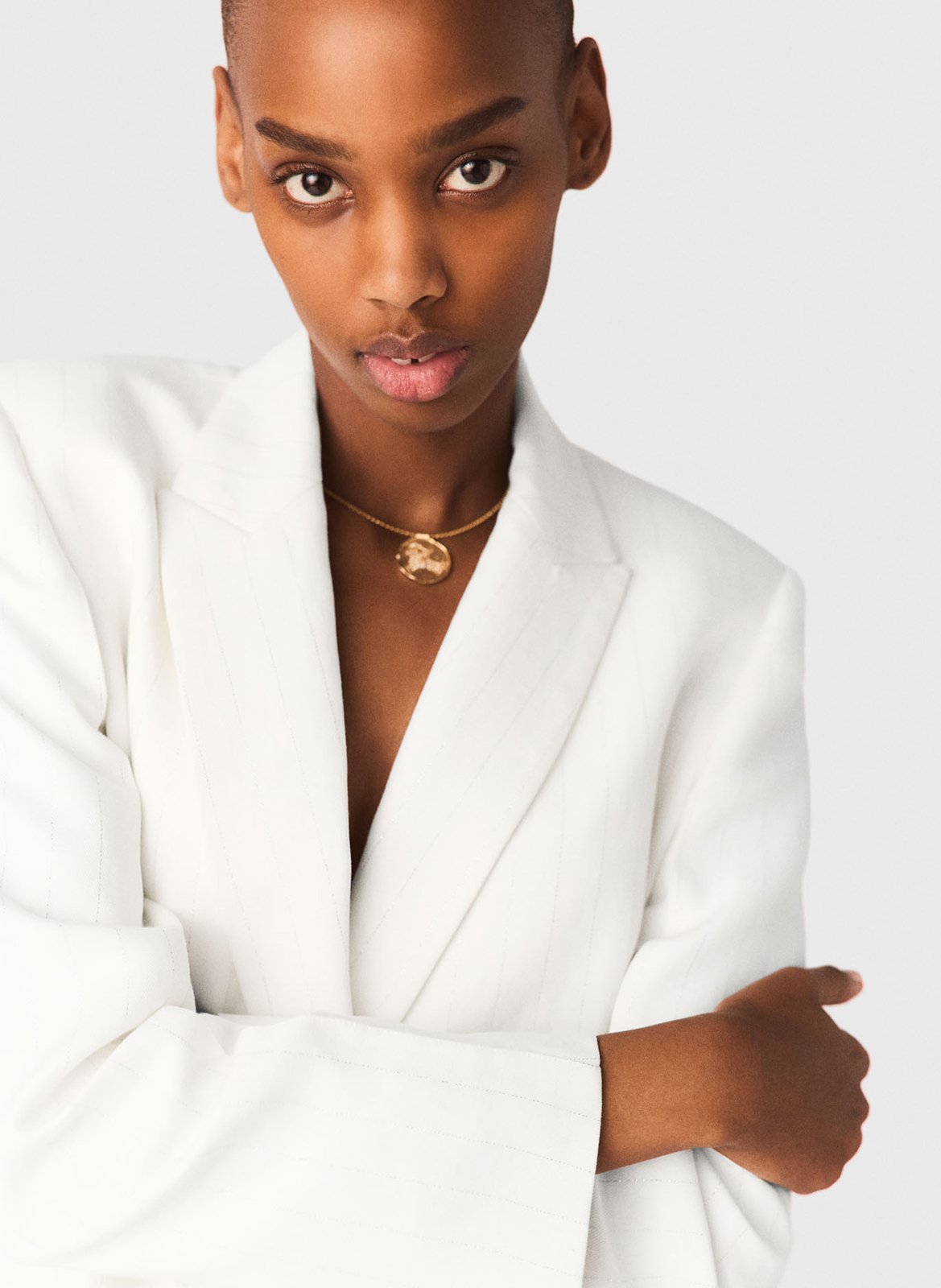 Veste de tailleur droite à rayures MAJE Blanc