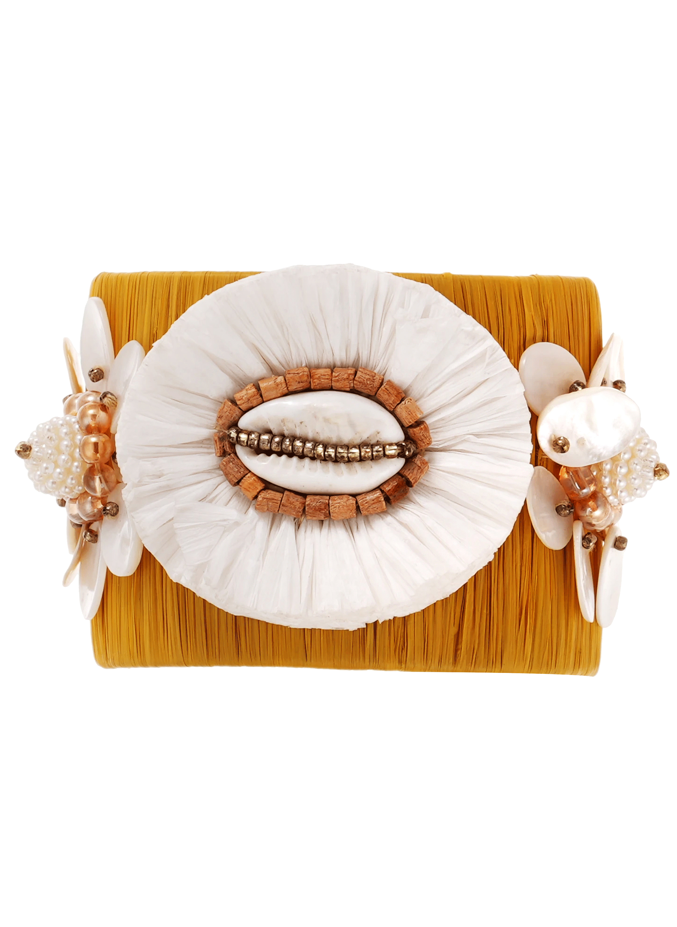 Bracelet jonc raphia motifs floraux nono HIPANEMA Kaki