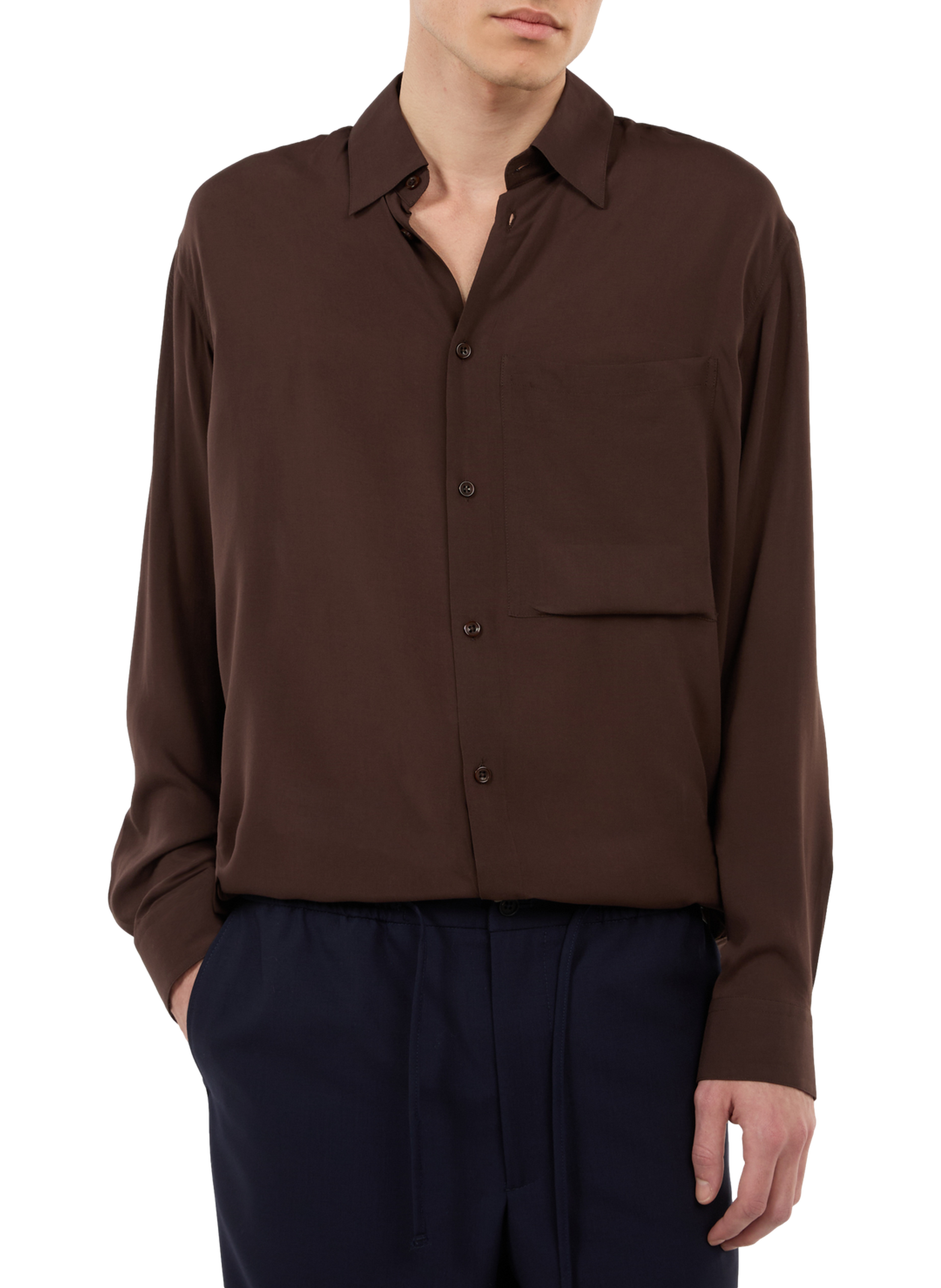 Fluid satin cotton shirt SAISON 1865 Brown
