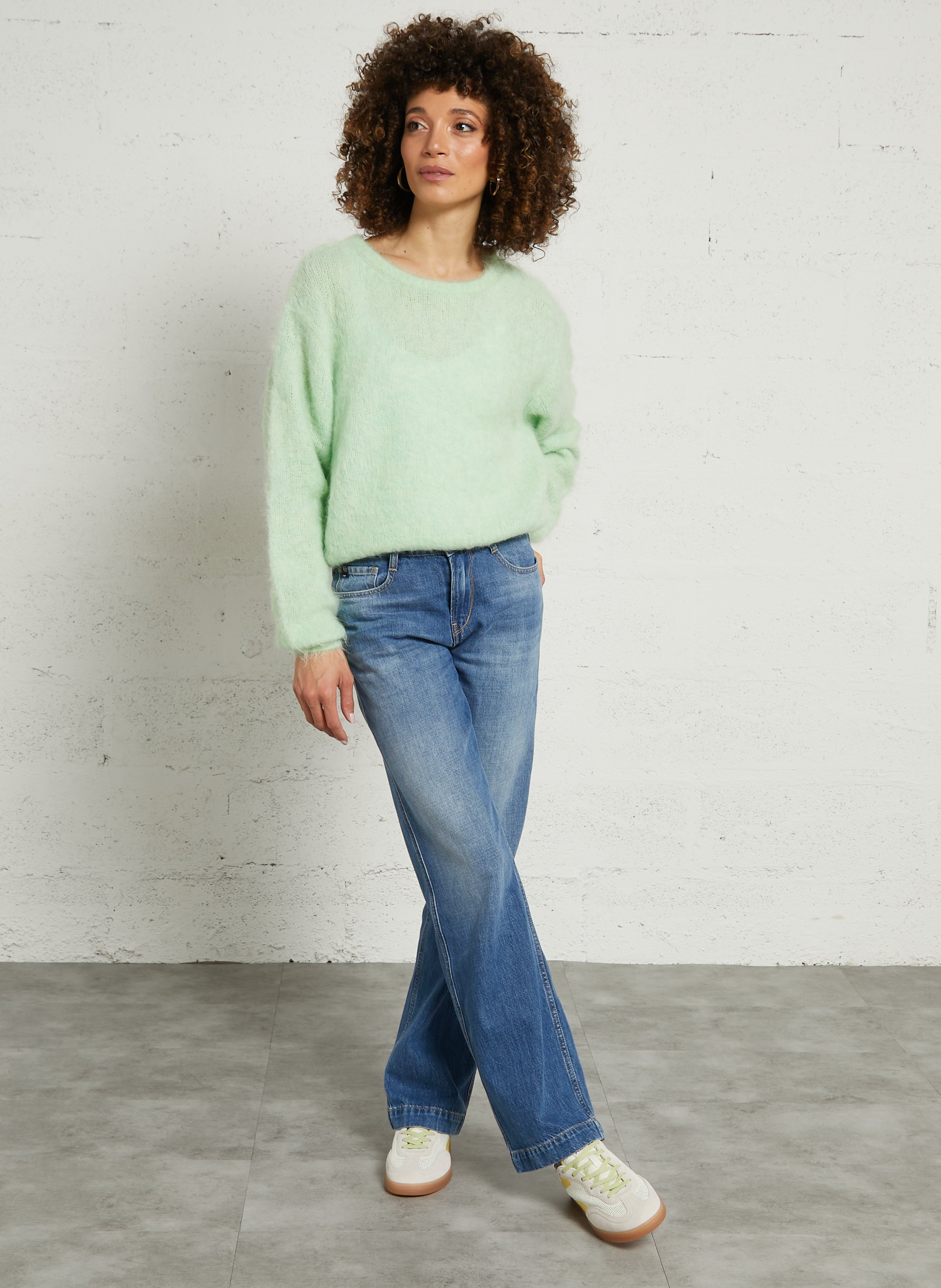 Pull oversize col rond en laine mélangée niby AMERICAN VINTAGE Vert