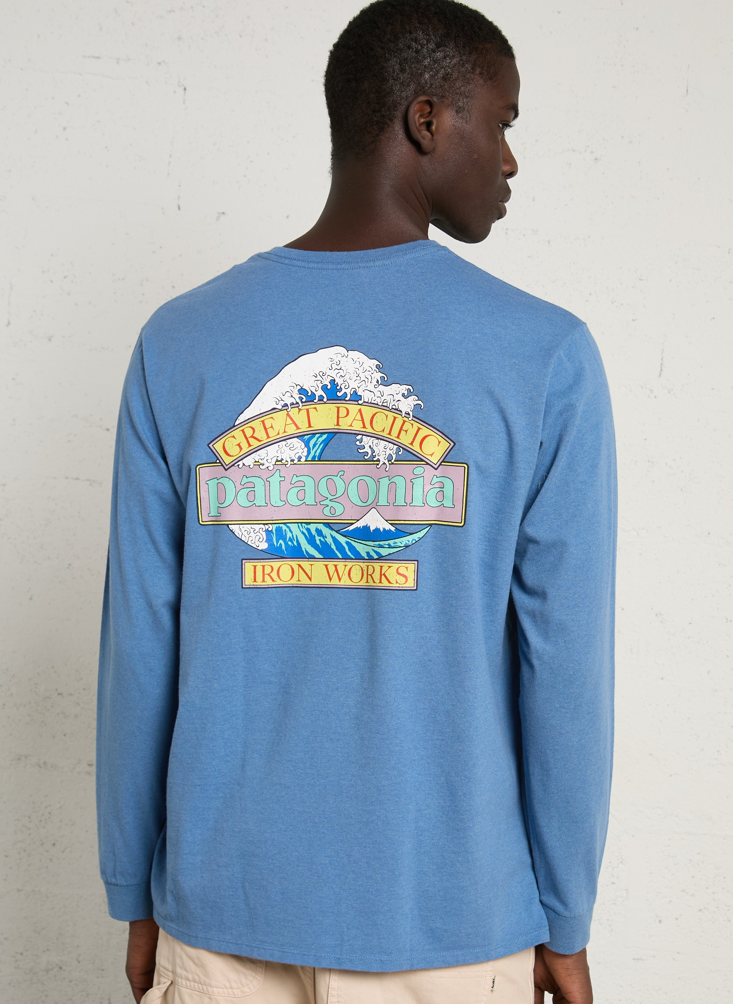 Tee-shirt droit col rond en coton recyclé mélangé PATAGONIA Bleu