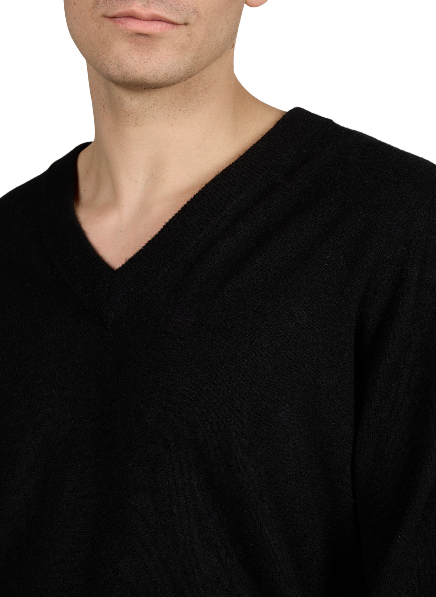 Pull col V en laine mérinos et cachemire ENTIRE STUDIOS Noir