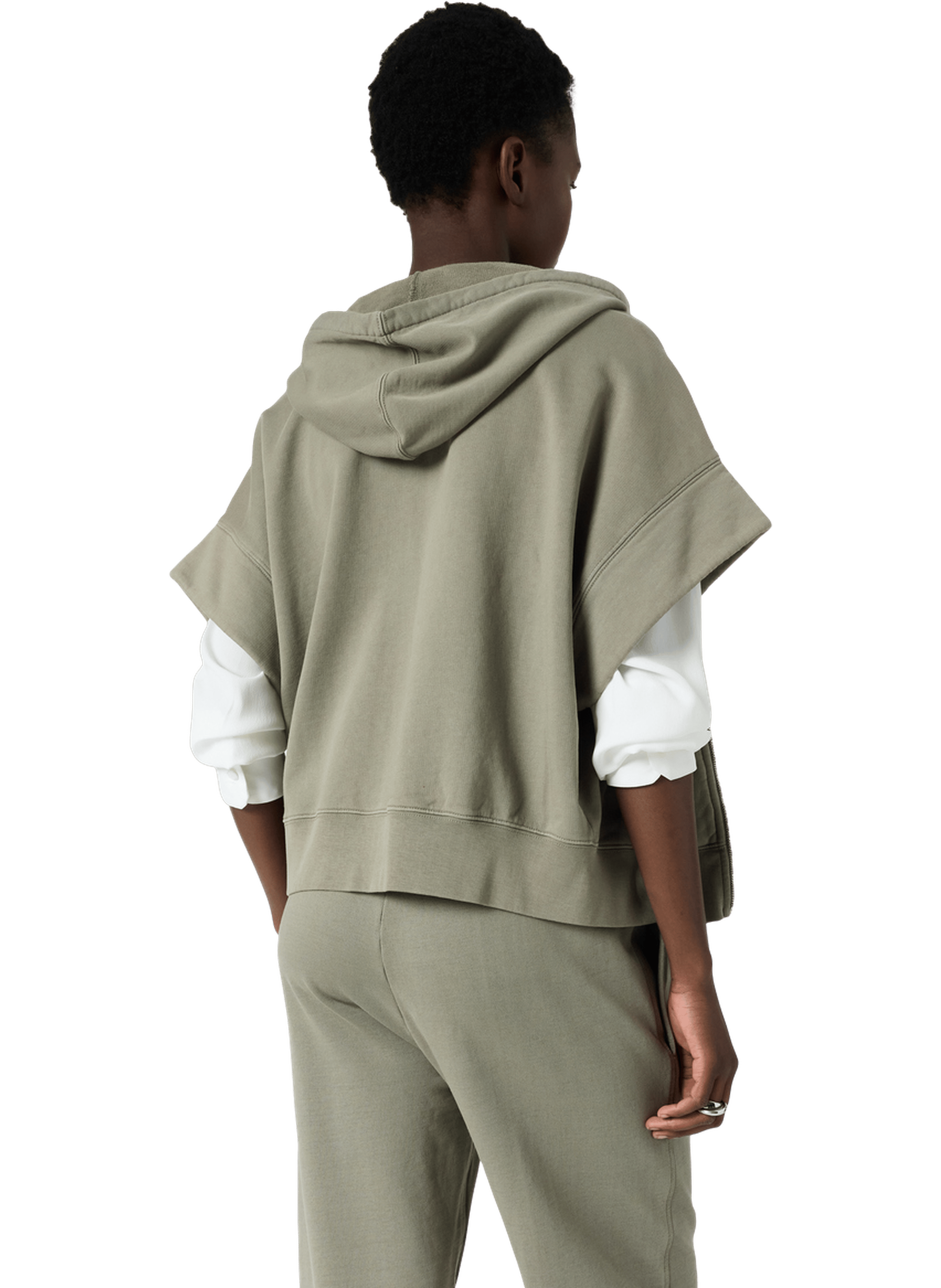 Sweat oversize à manches courtes et capuche - milene Vert