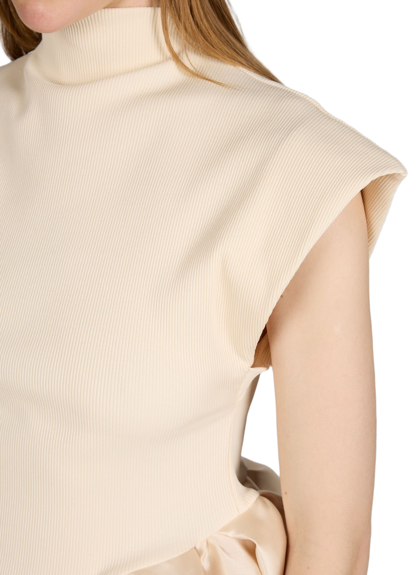 Top volanté à col montant en coton mélangé MARQUES ALMEIDA Beige