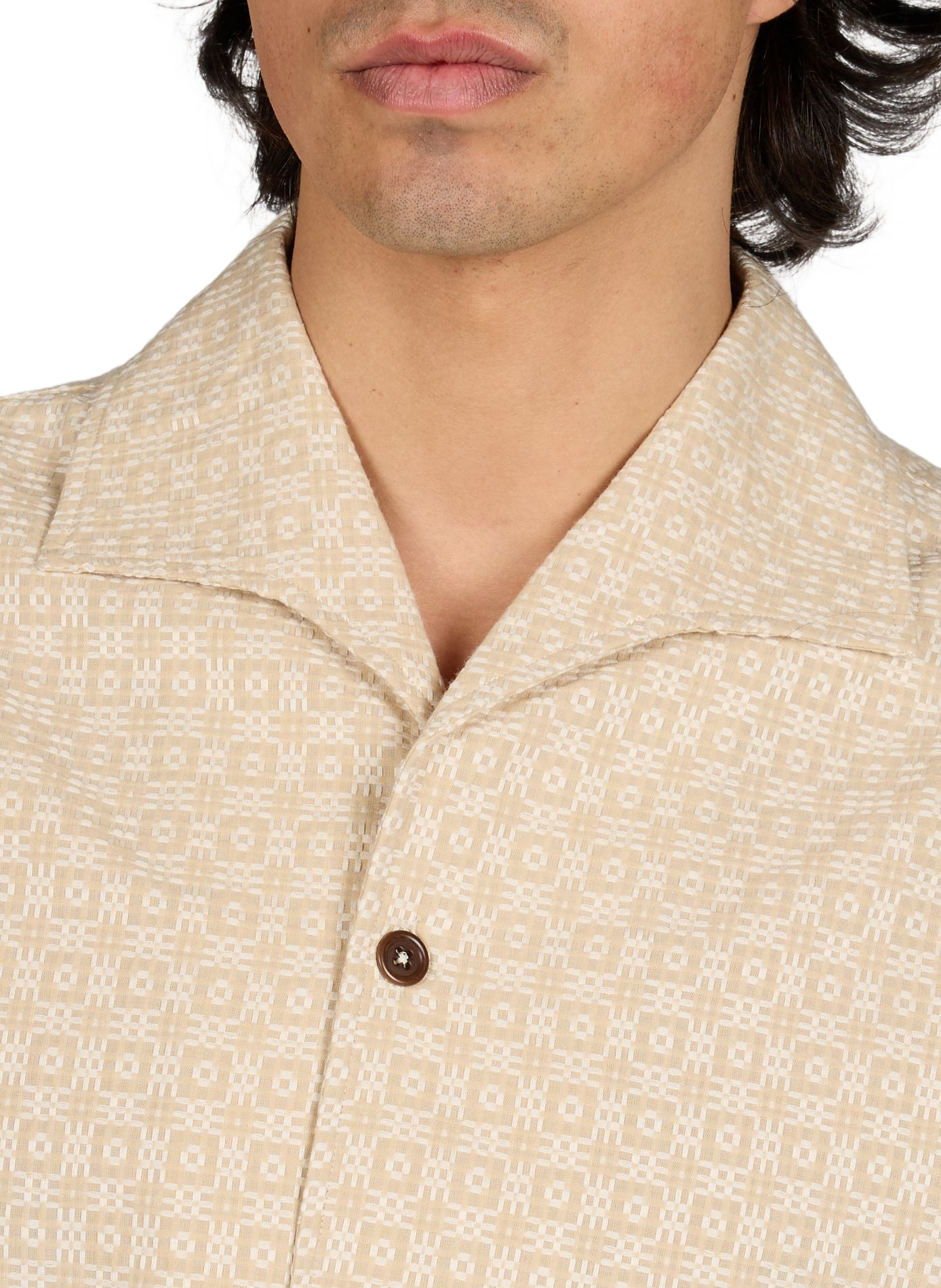 Camicia a maniche corte in cotone testurizzato DROLE DE MONSIEUR Beige
