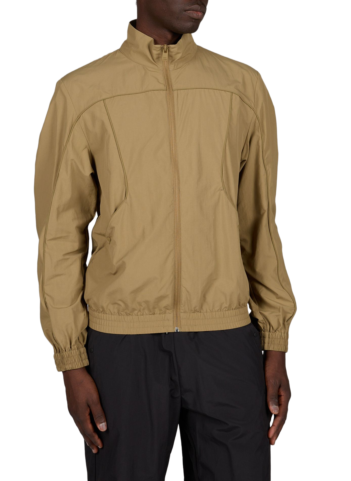 Fitted jacket with high collar and zipper RAINS Green