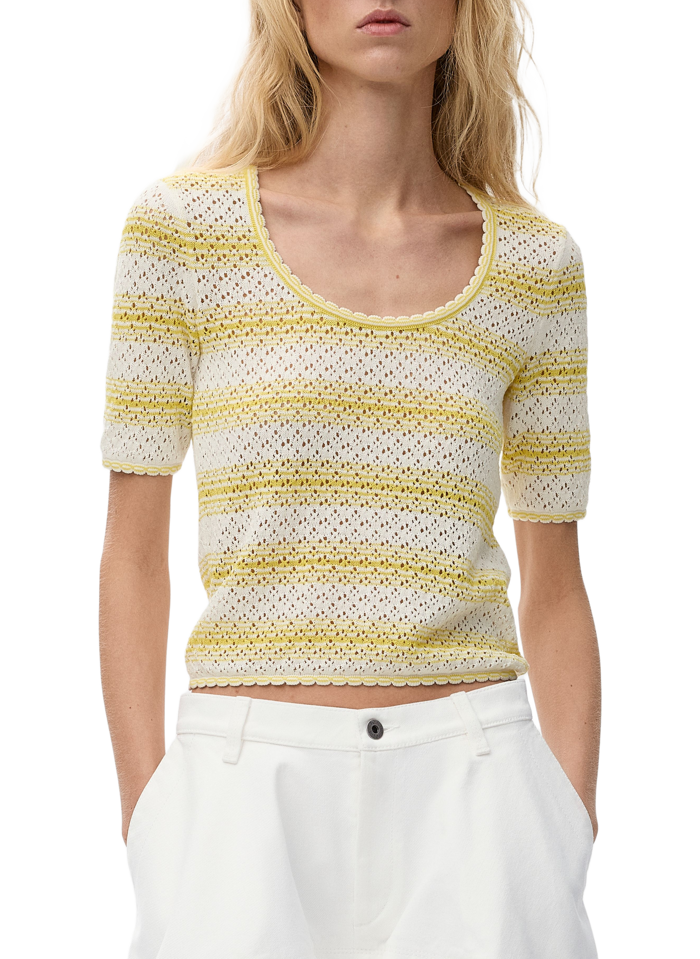 Short-sleeved cotton blend sweater LOEWE Yellow