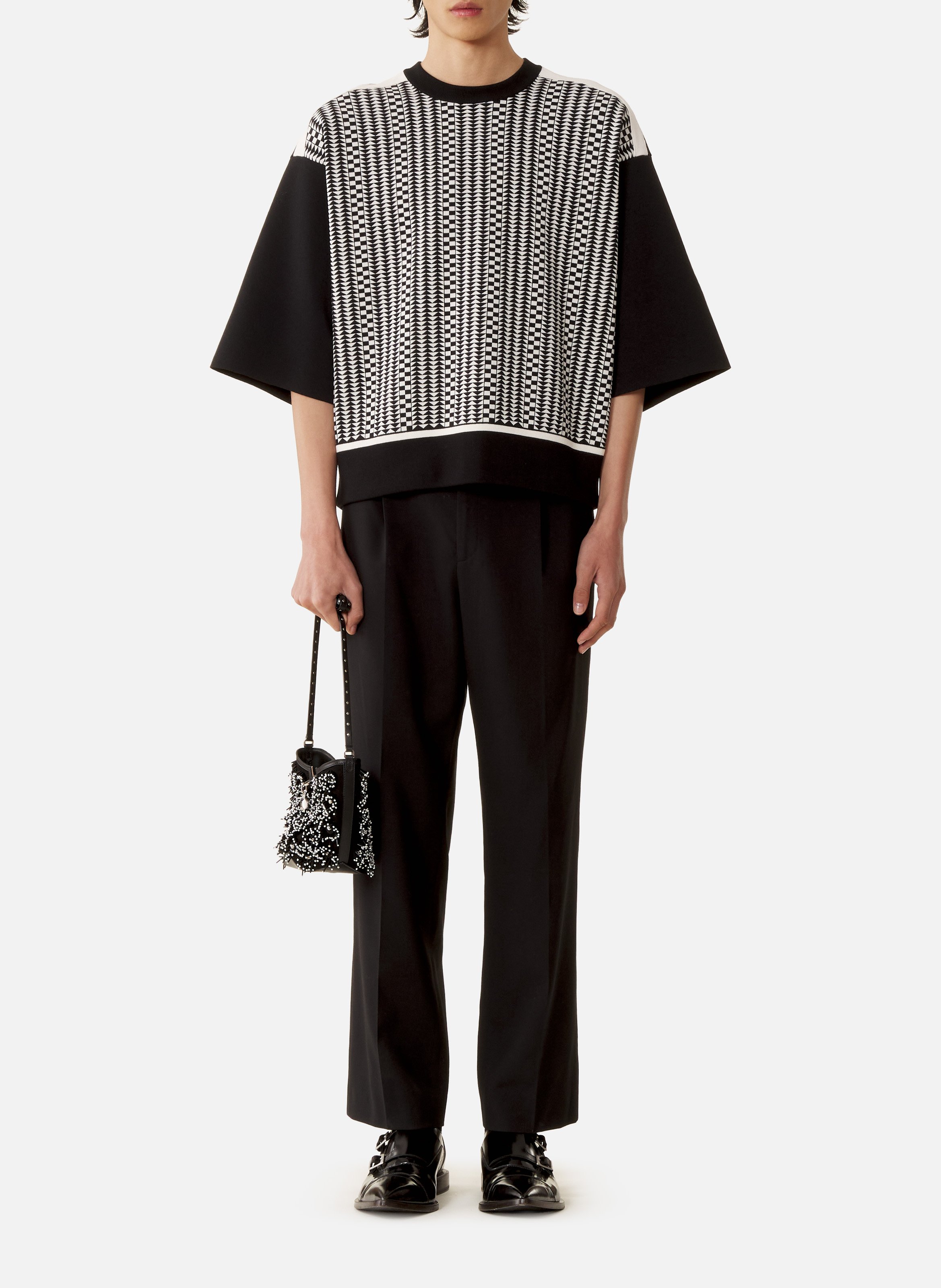 T-shirt ample en jacquard de soie et coton LANVIN Gris