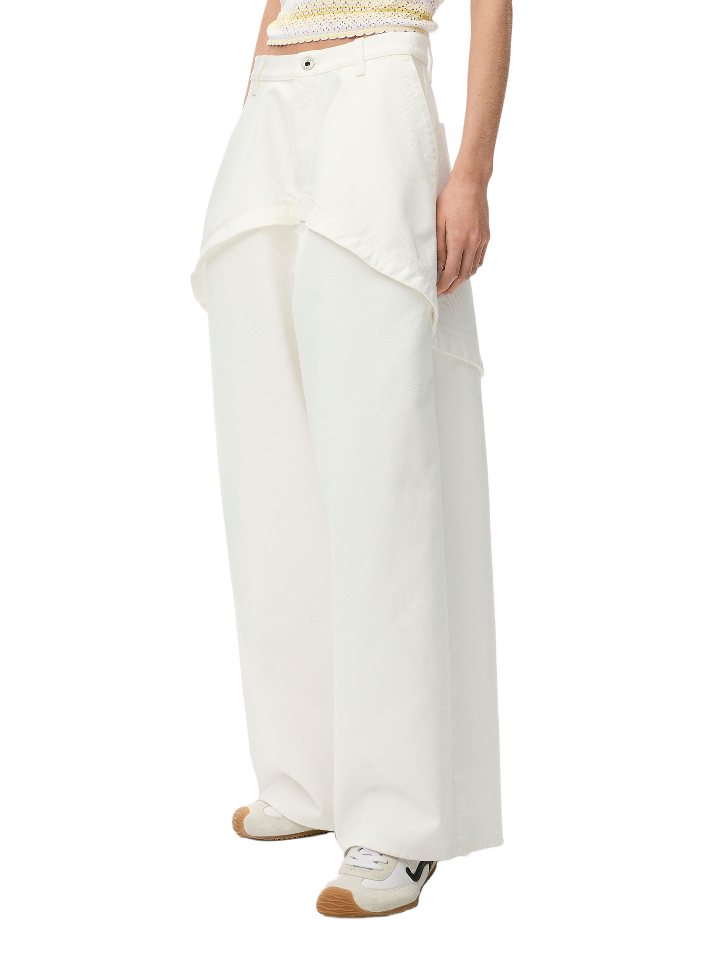 Asymmetric cotton denim pants LOEWE White