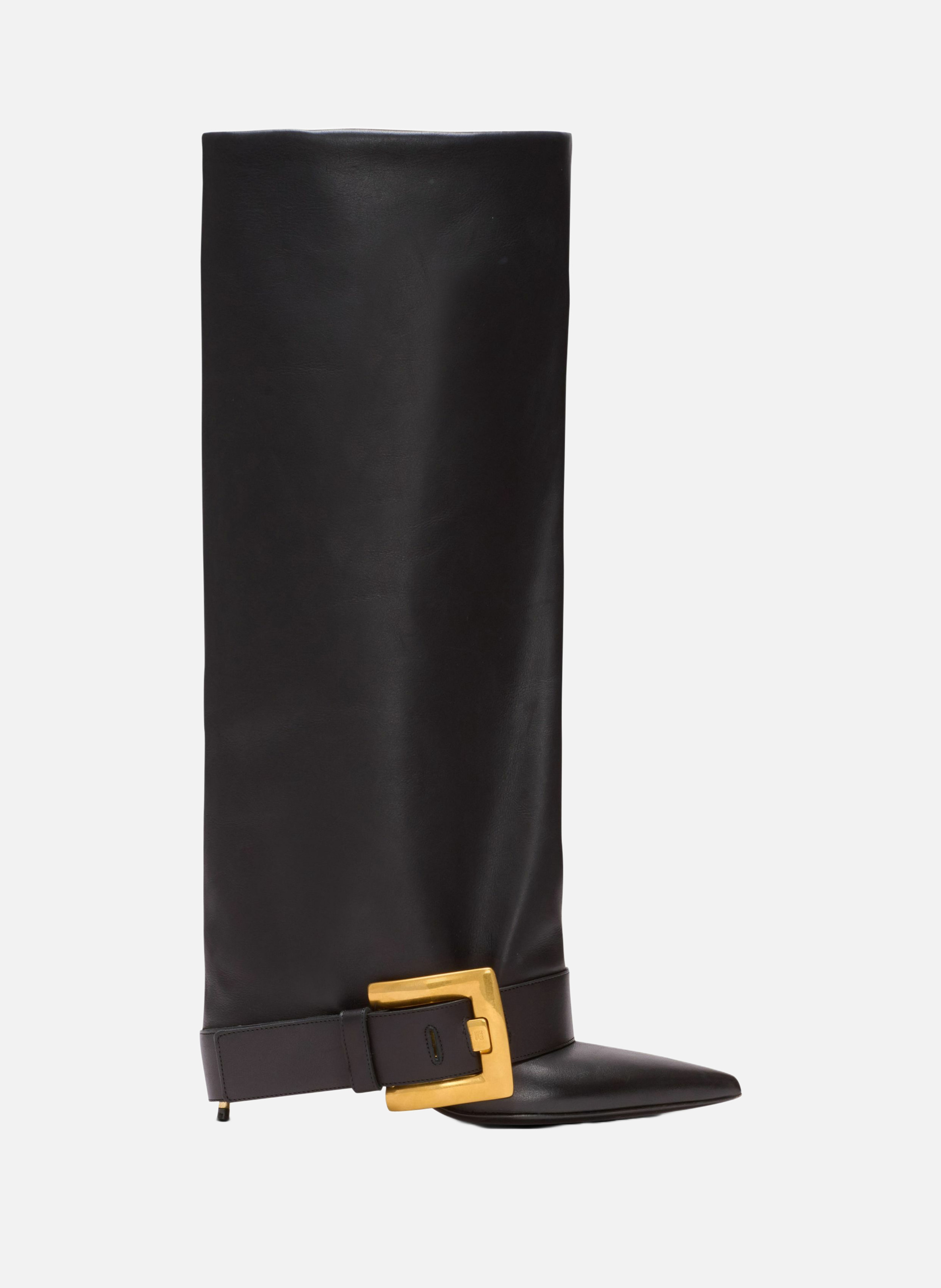 Bottes anthem en cuir de veau BALMAIN Noir