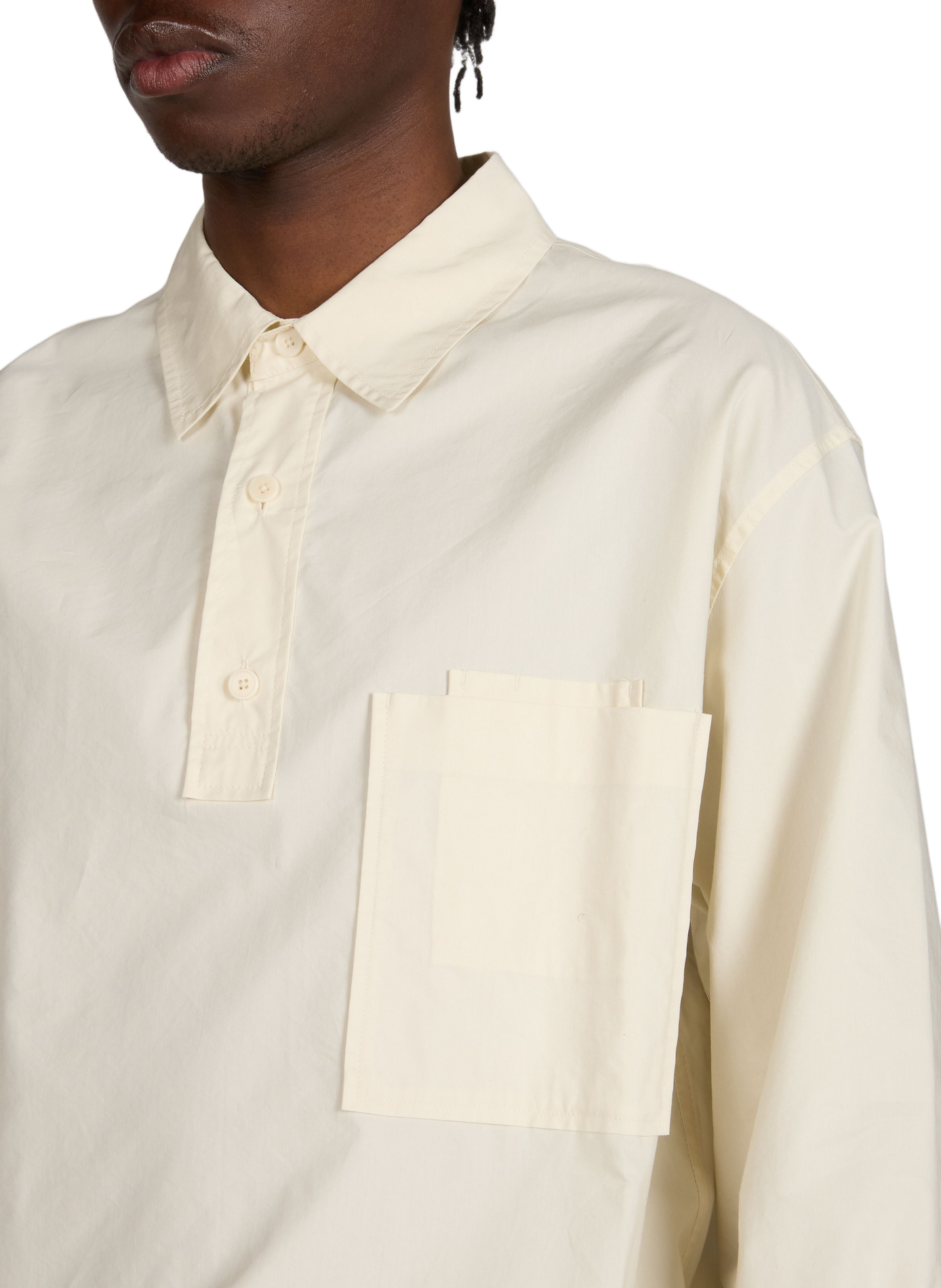 Solid polo collar shirt in blended cotton AMOMENTO White