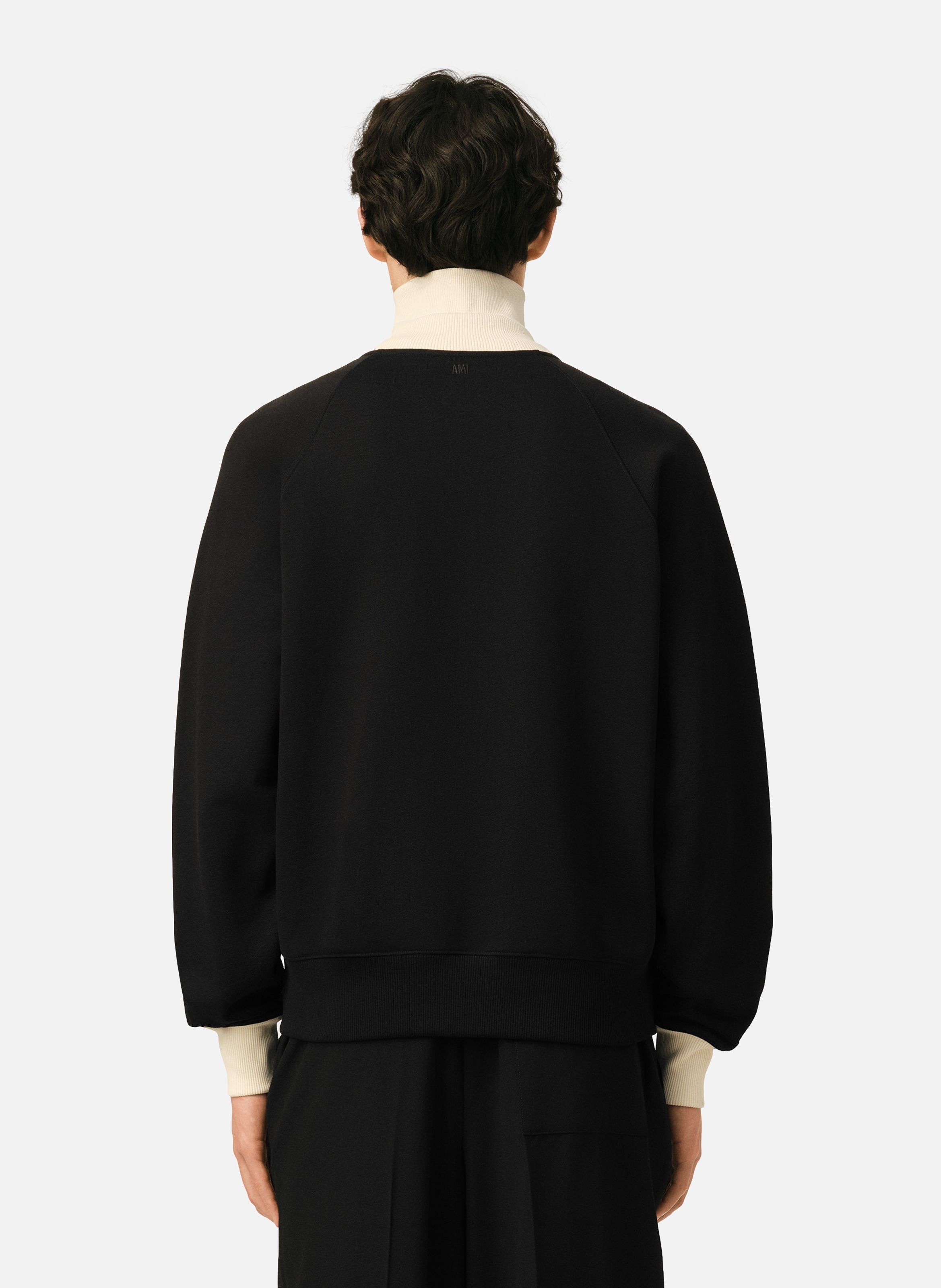 Sweatshirt zippé unisexe en coton ami de coeur AMI PARIS Noir