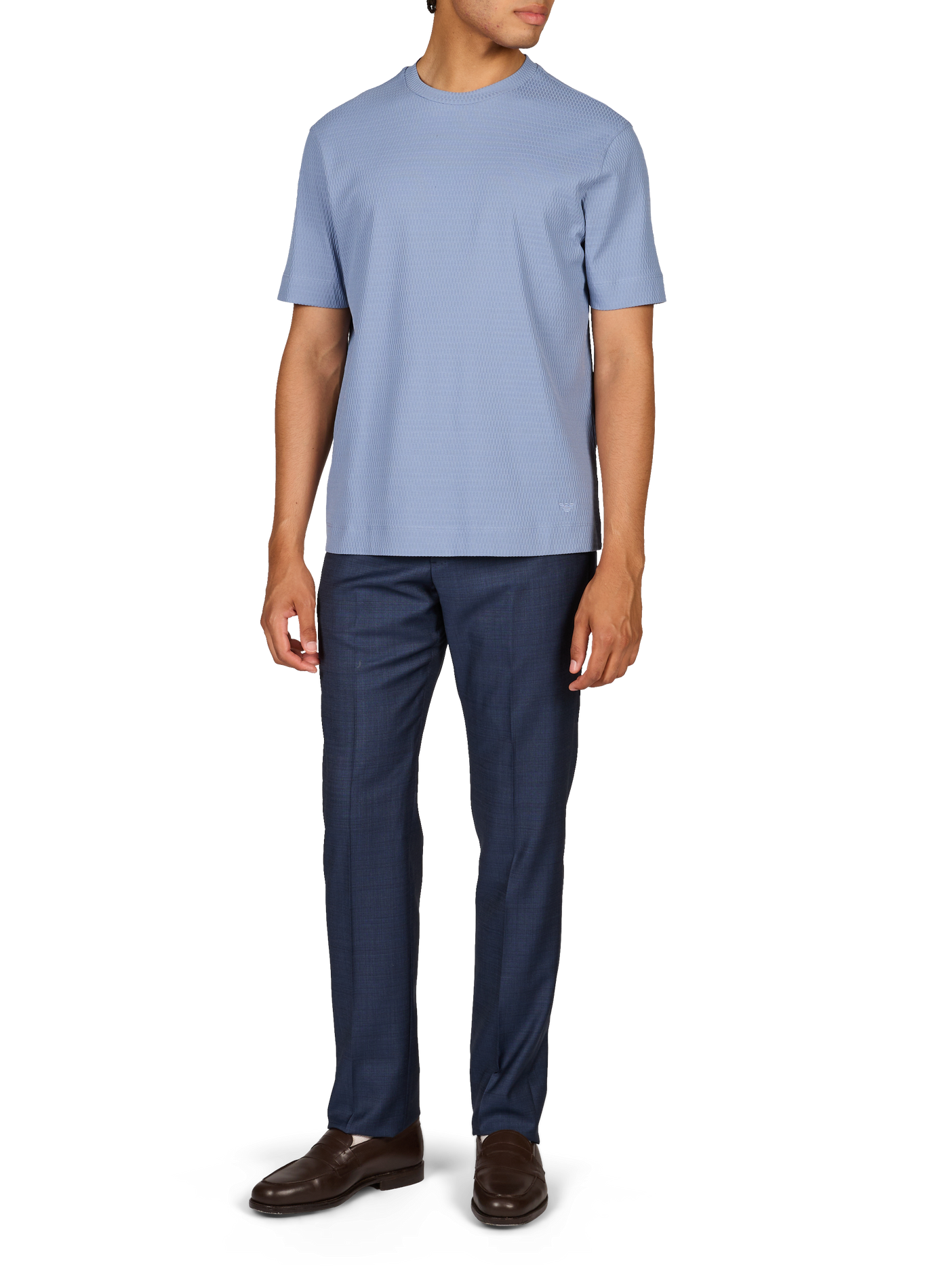 Round neck chevron cotton t-shirt EMPORIO ARMANI Blue