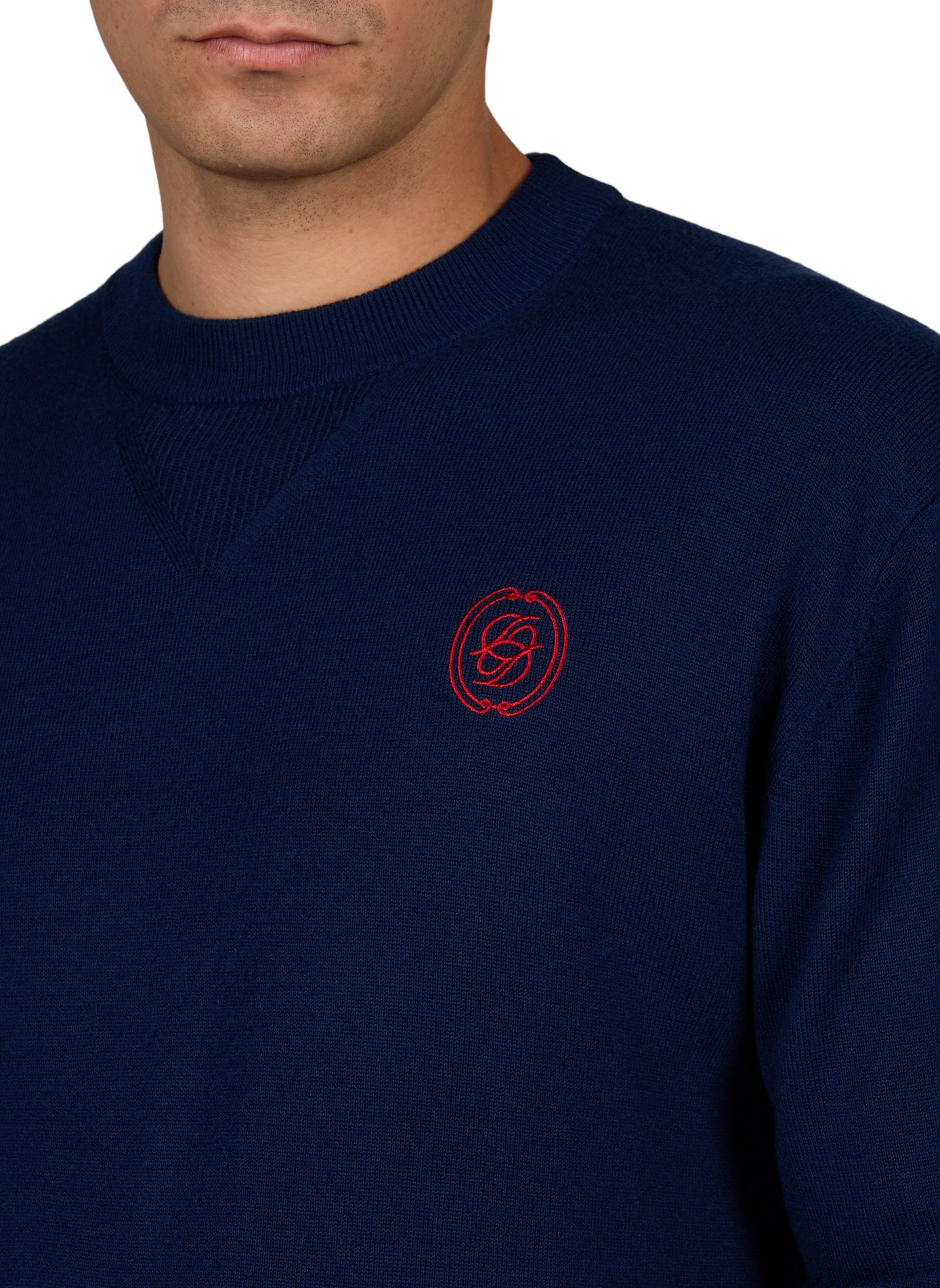 Round neck embroidered sweater DROLE DE MONSIEUR Blue