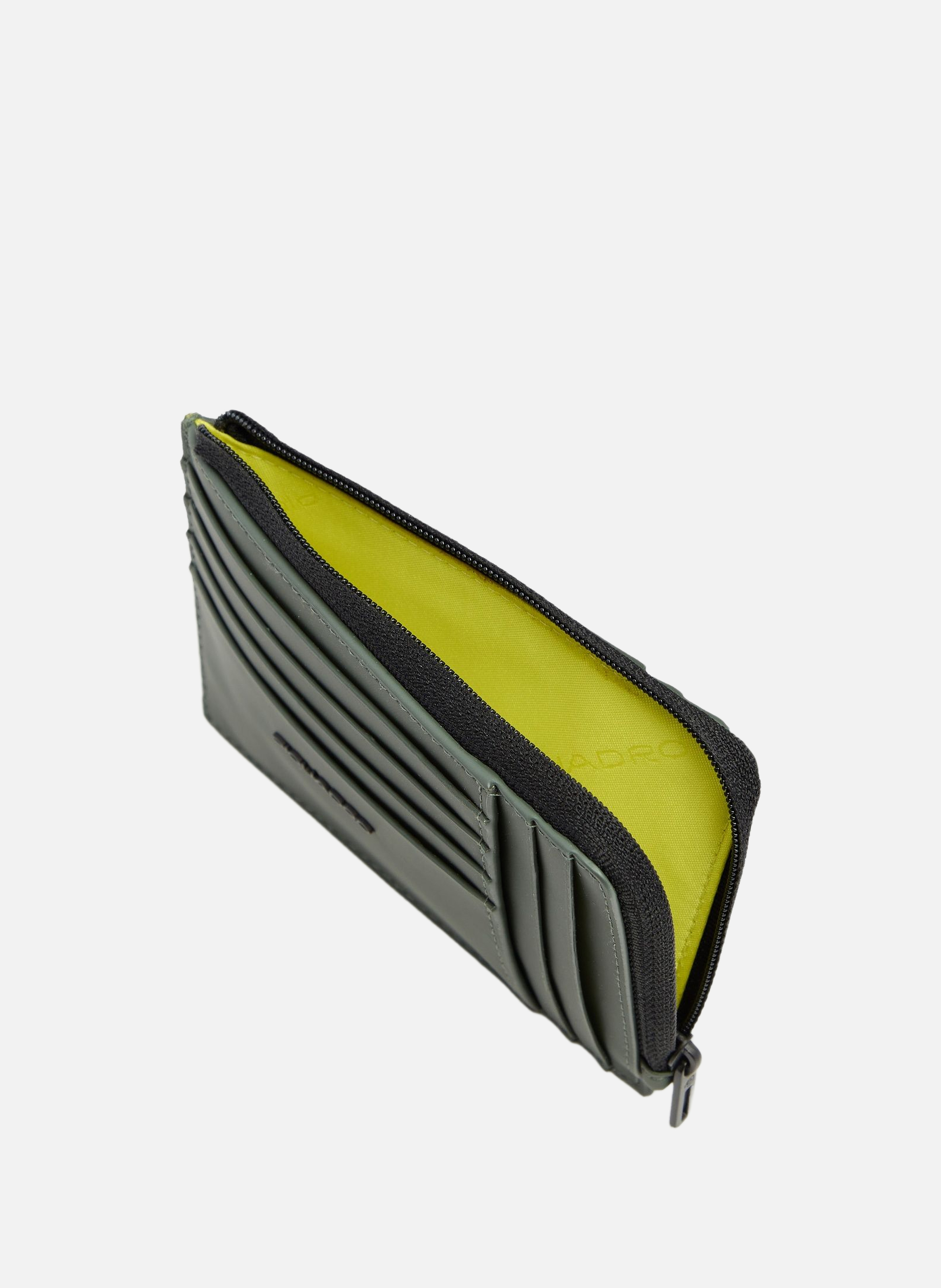 Portefeuille porte-cartes de crédit homme zippé PIQUADRO Vert