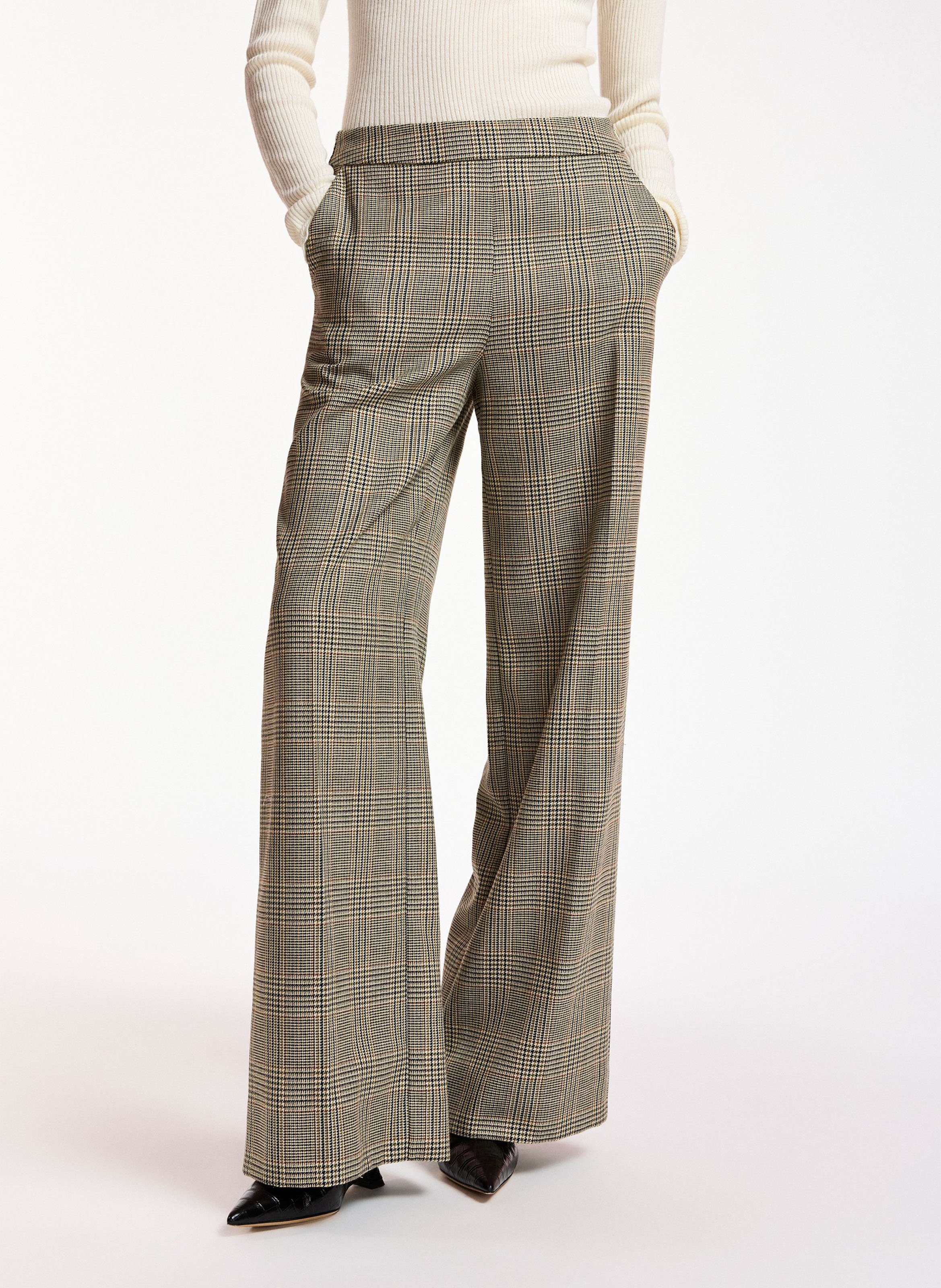 Pantalon droit à carreaux kelline1 ESSENTIEL ANTWERP Marron