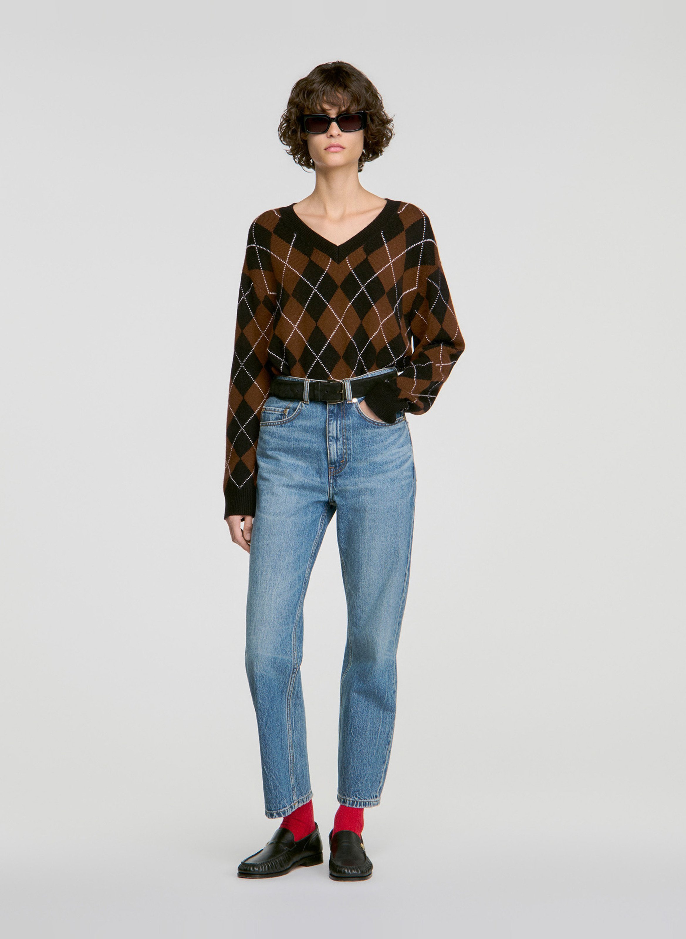 Jean droit en coton SANDRO Bleu