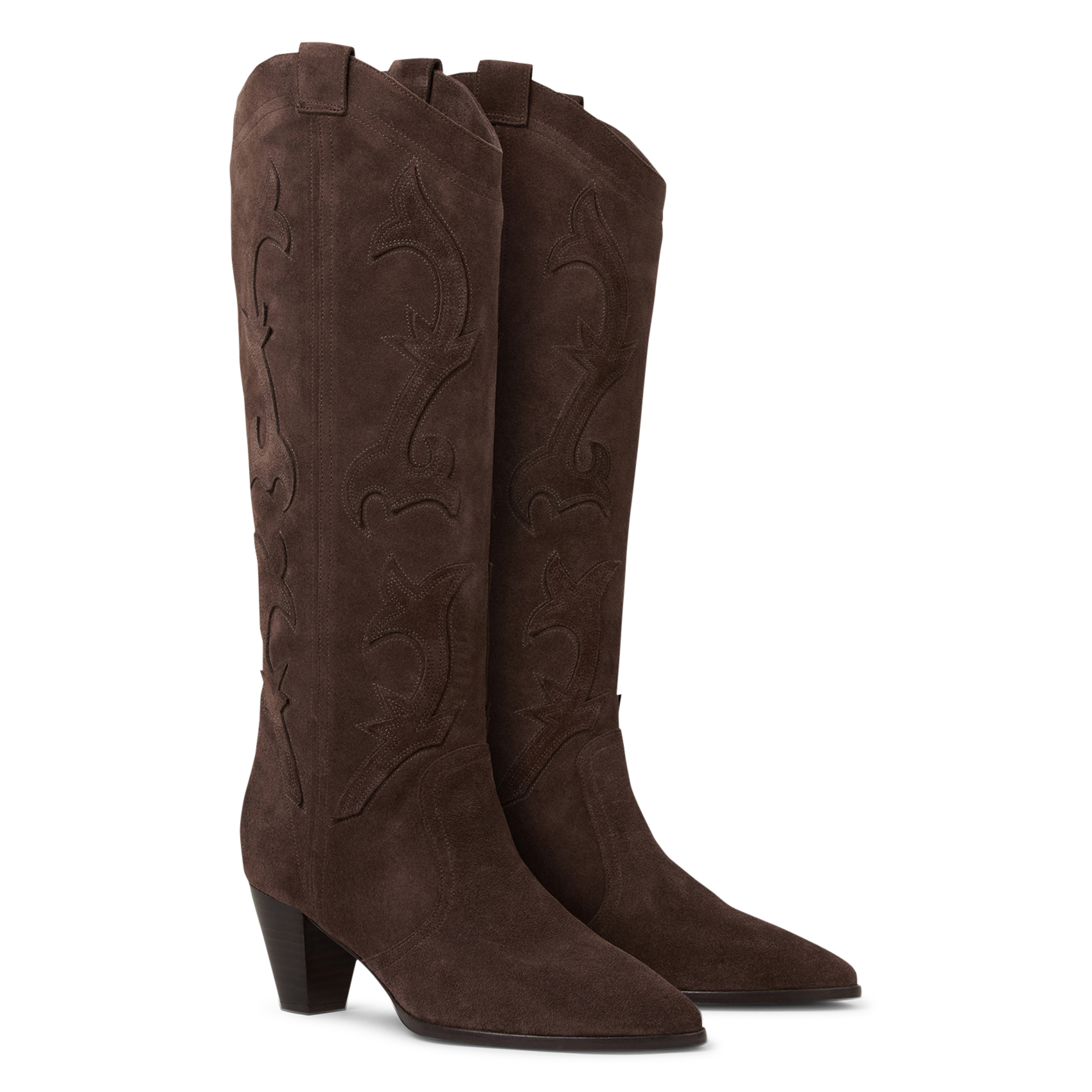 High Casey-leren laarzen met arabesk borduursel BA&SH Bruin