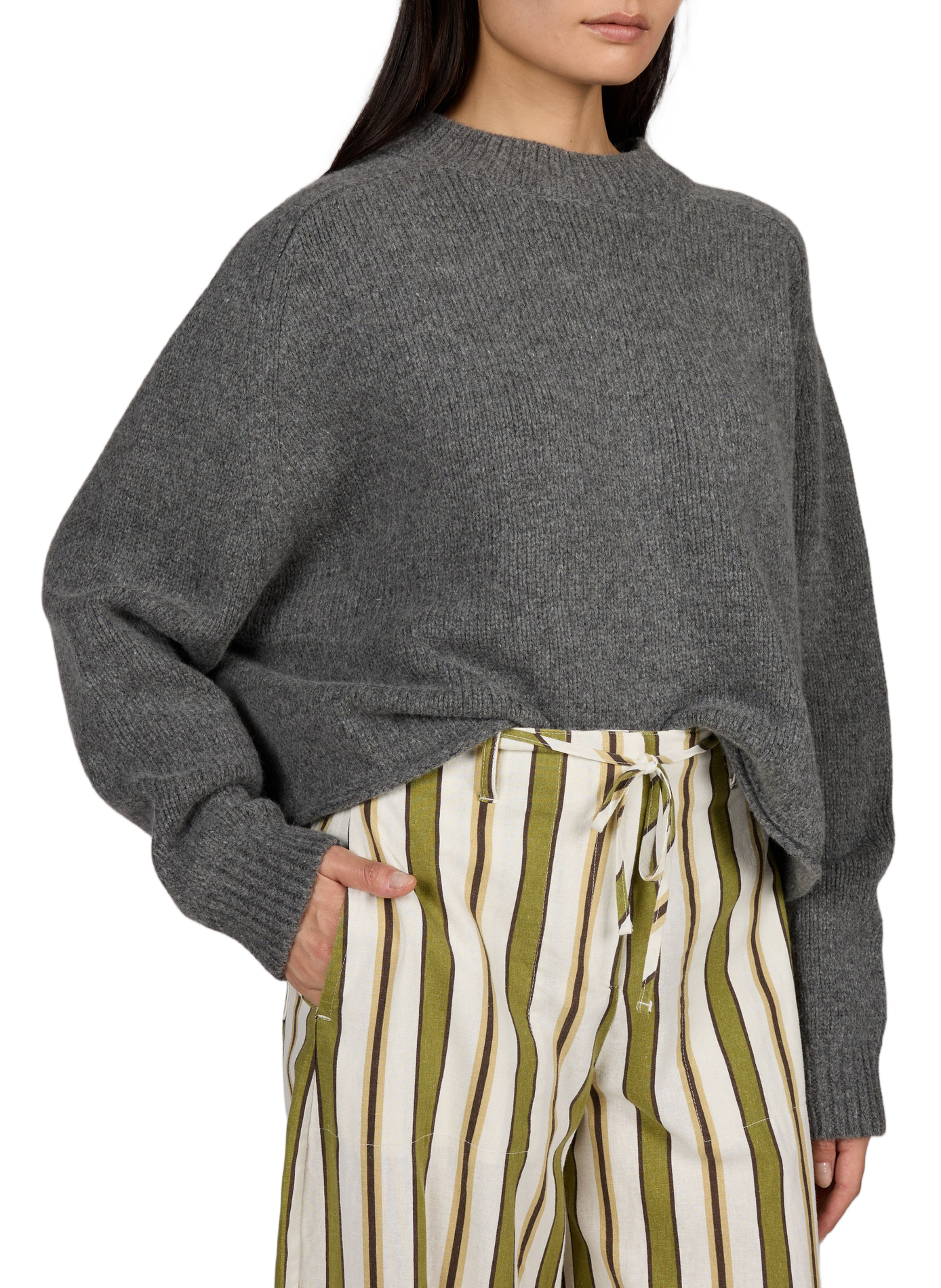 Amecro K1584U straight round neck wool blend sweater BELLEROSE Grey