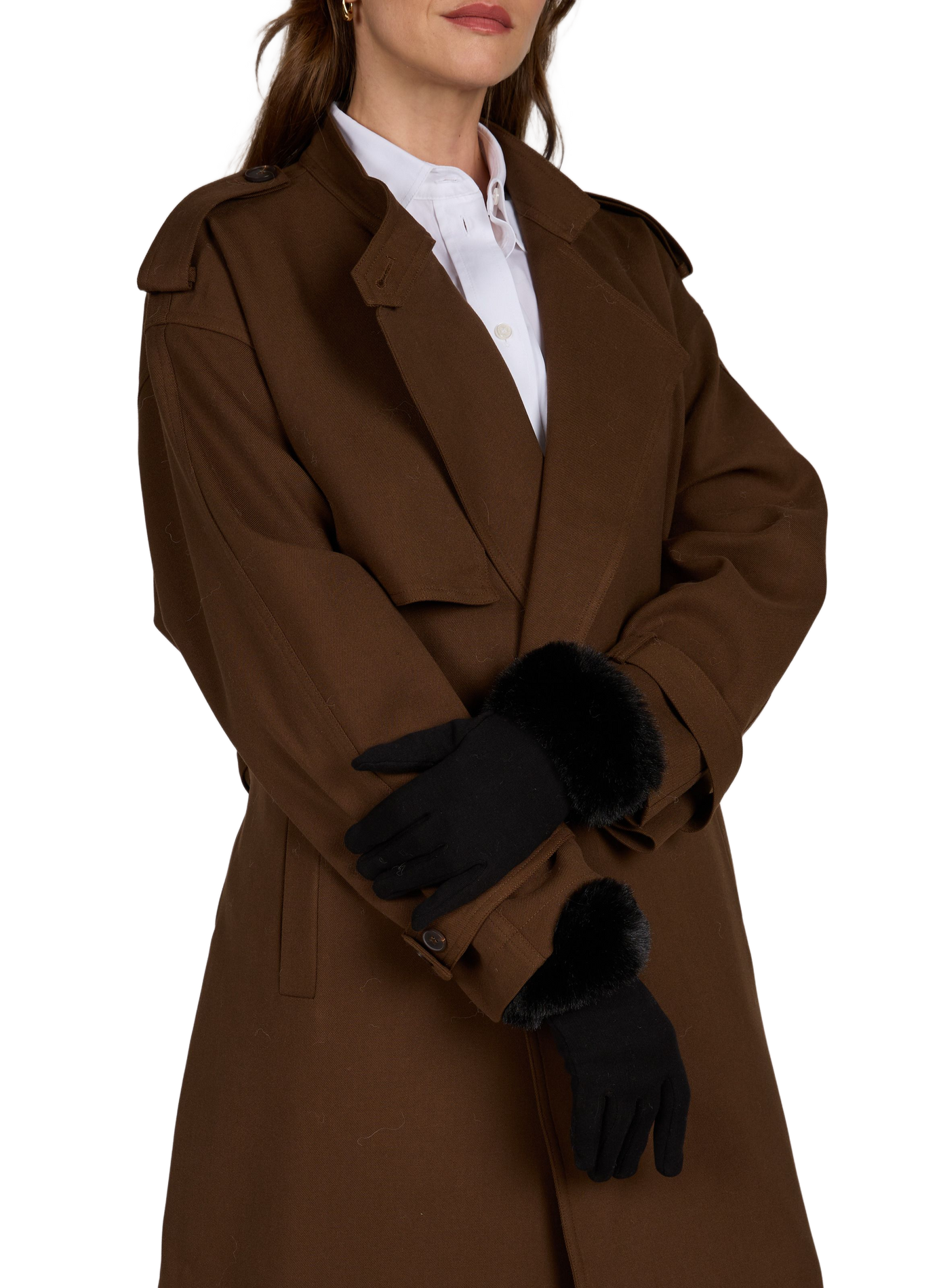 Solid Faux Fur Gloves AU PRINTEMPS PARIS Black