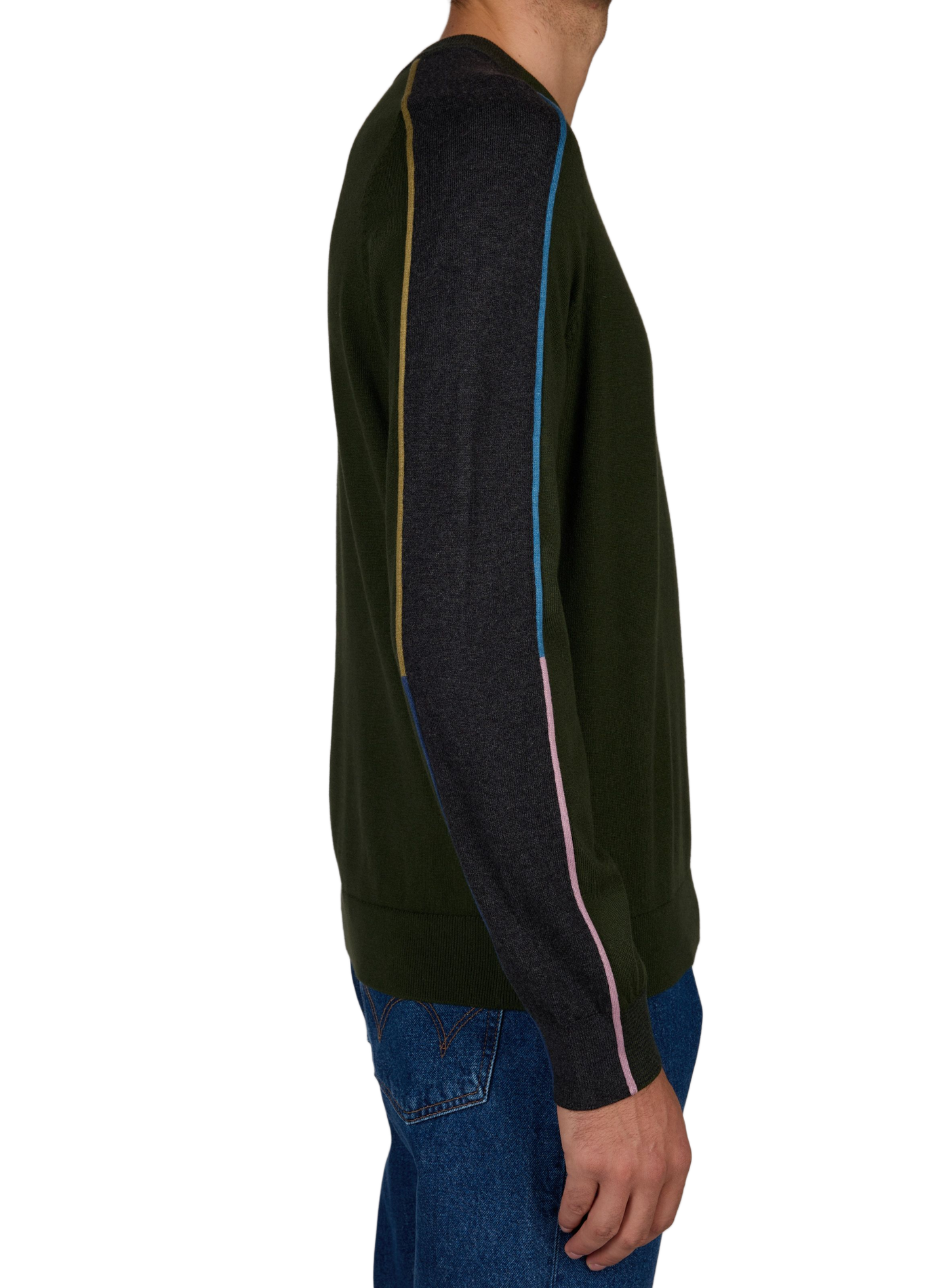 Straight fit round neck sweater in cotton and wool PAUL SMITH Green