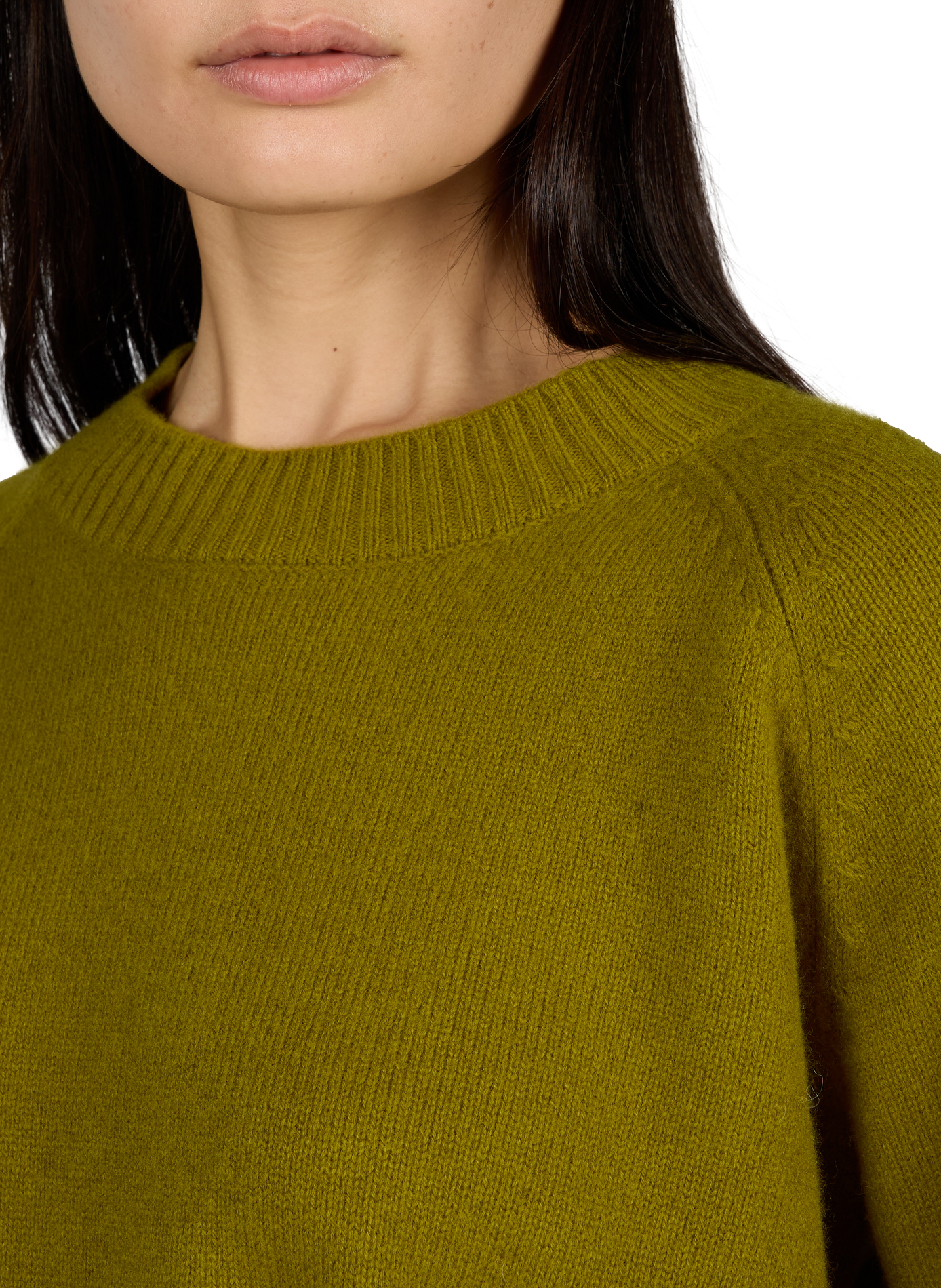 Plain round-neck oversized wool sweater SUNCOO Green