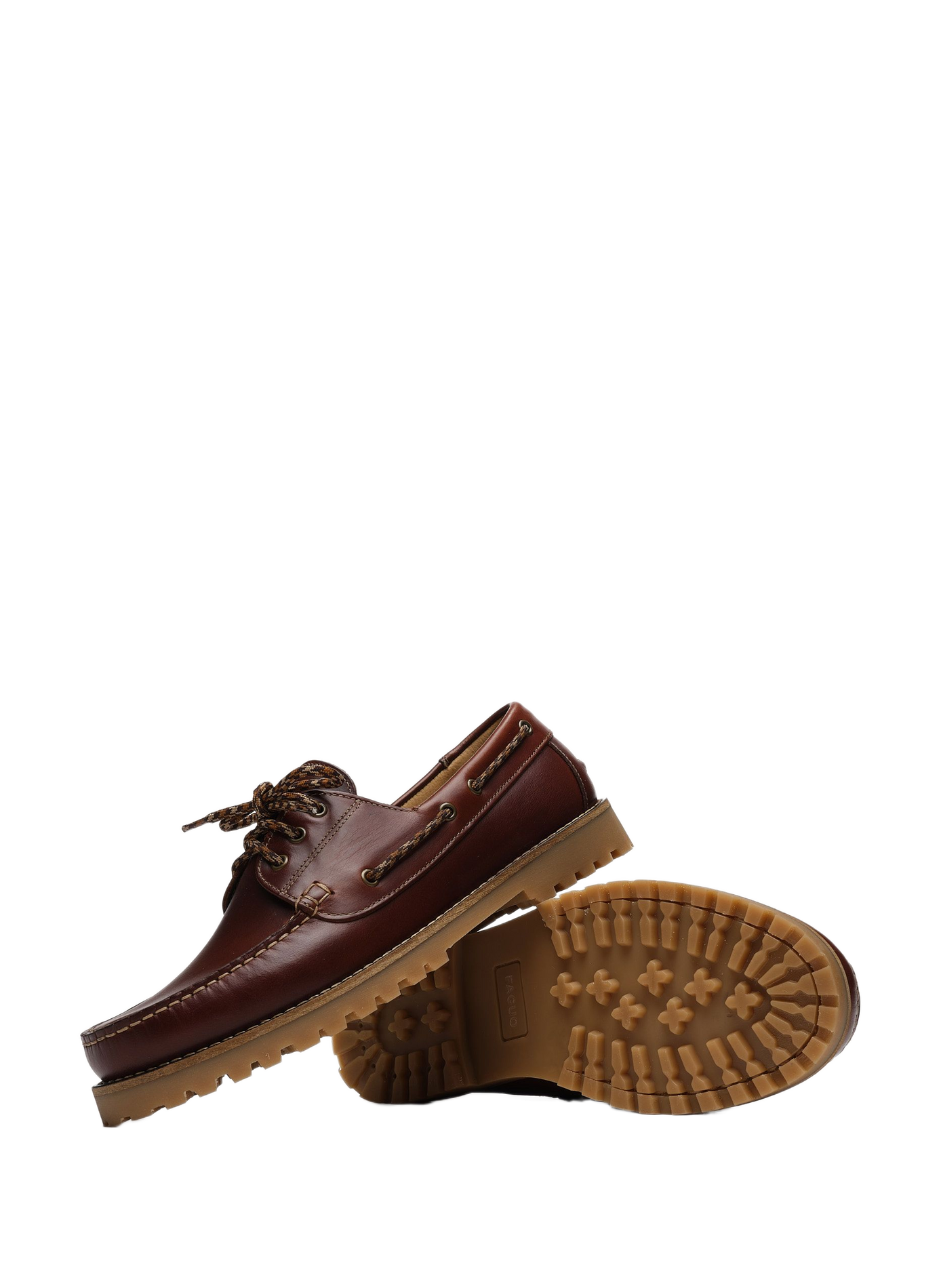 Larch leather lace-up boat shoes FAGUO Brown