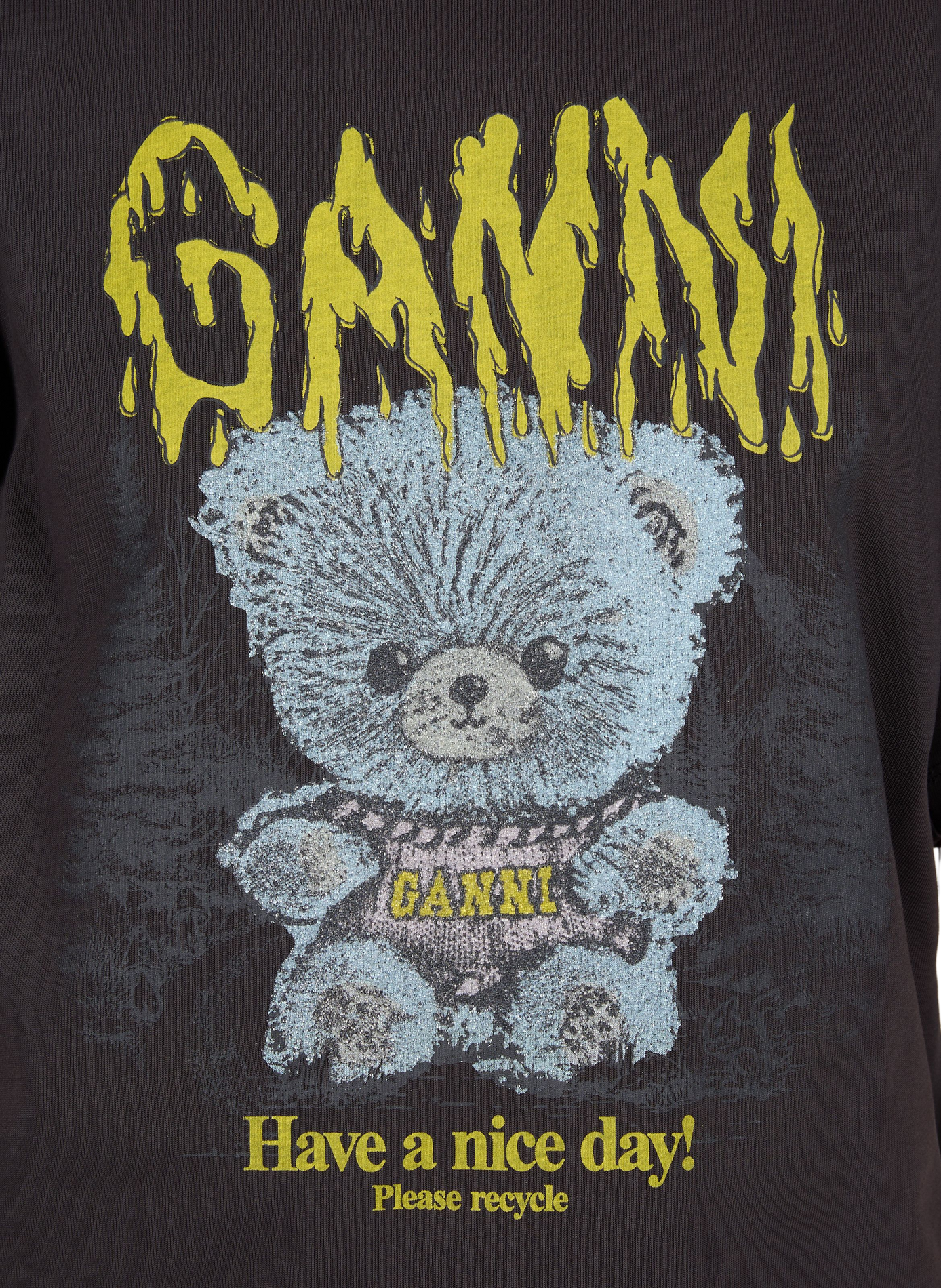Straight cotton t-shirt GANNI Grey