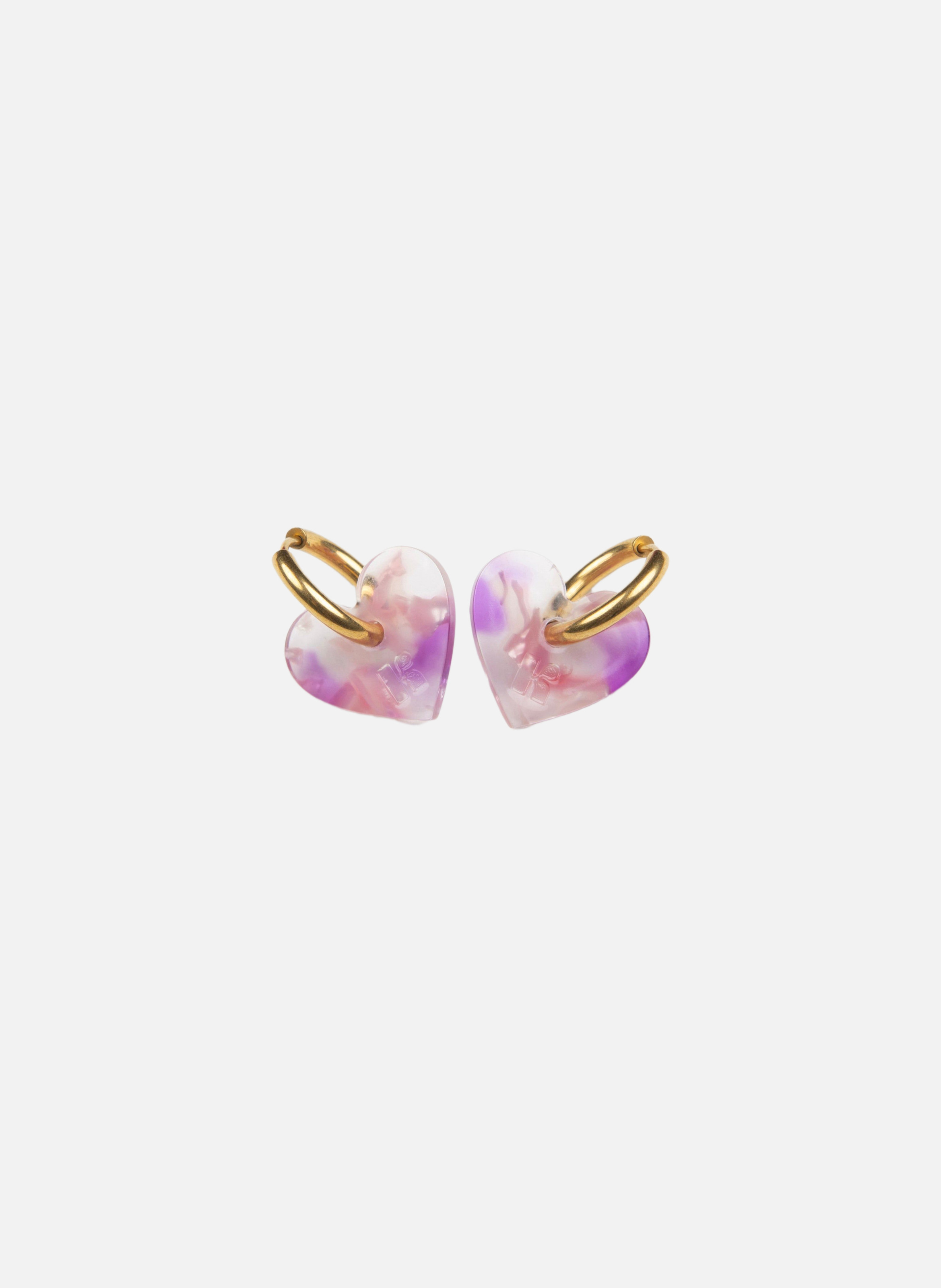 Boucles d'oreilles lova lova avec anneaux en acier inoxydable doré  Pink