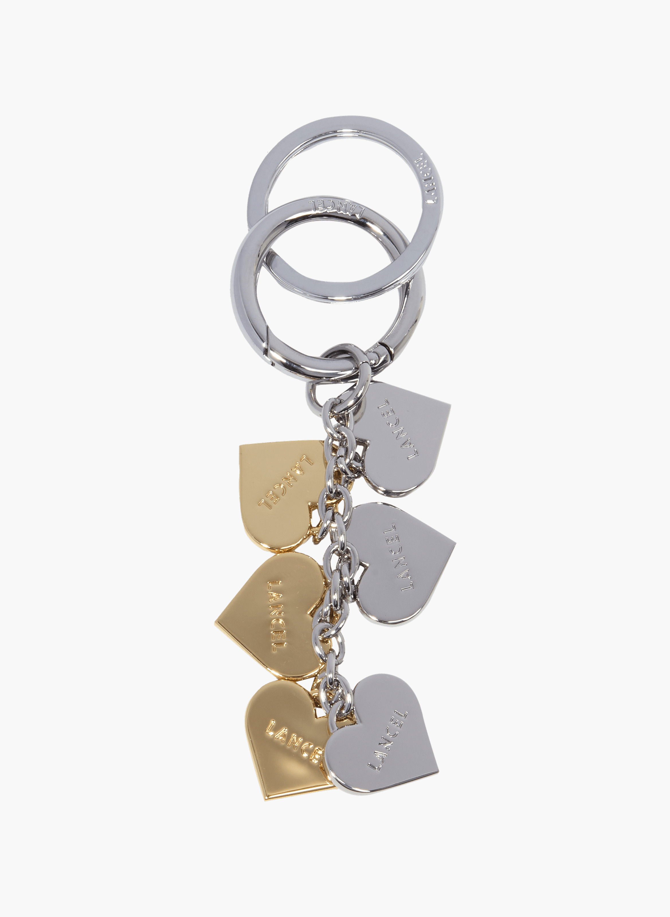 Sleutelhanger met meerdere hartbedels van Lancel in metaal LANCEL Zilver