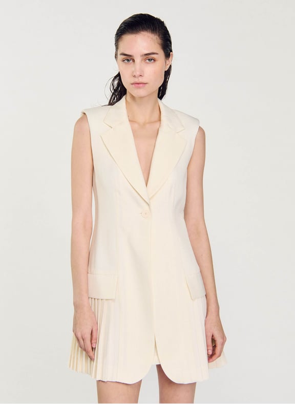 Robe courte tailleur plissée Blanc by SANDRO SANDRO Robe courte tailleur plissée Blanc