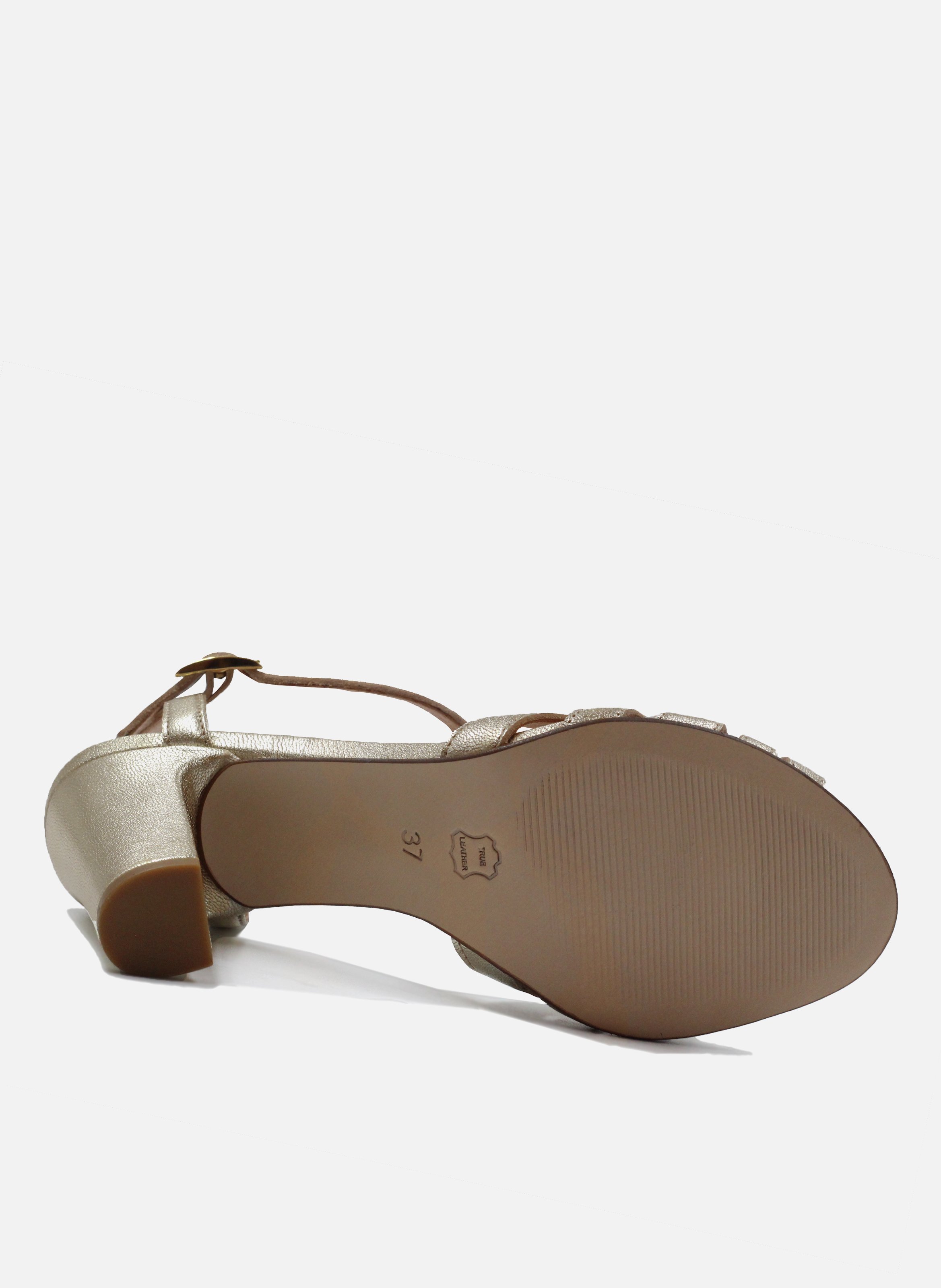 Sandales talon brides cuir métalisé JULES & JENN Doré