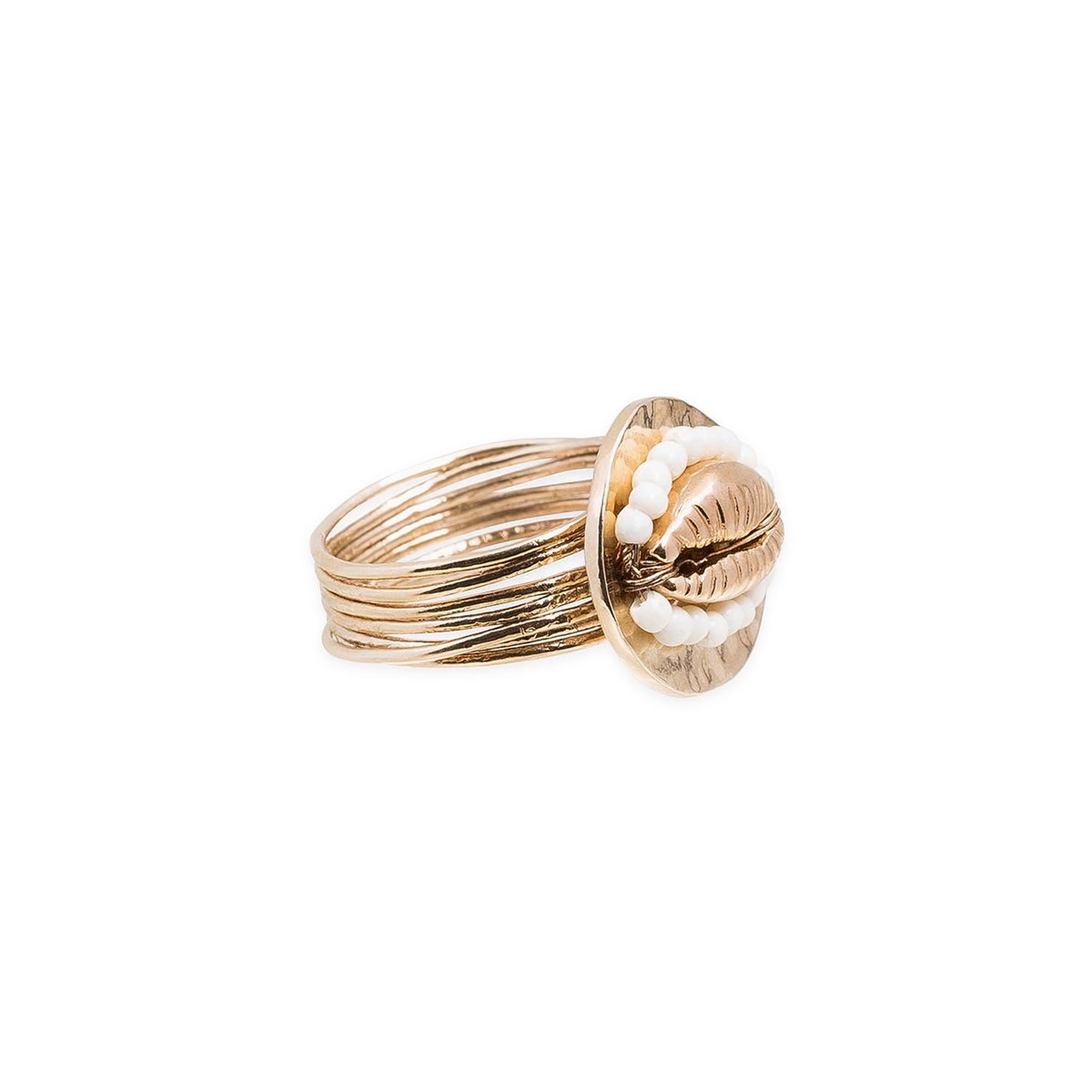 Bague avec coquillage en laiton doré solar HIPANEMA Doré