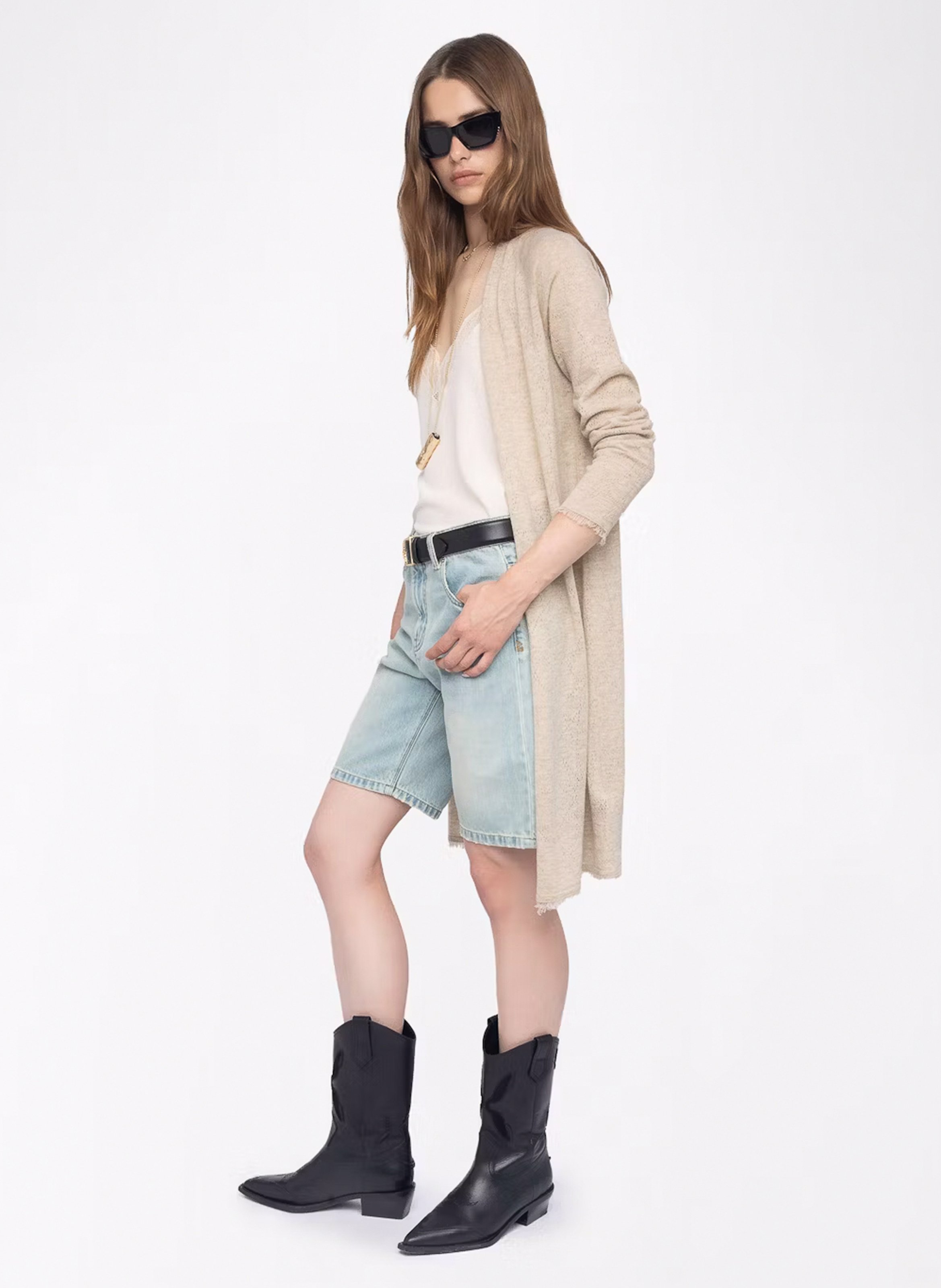 Cardigan long maille pointelle en cachemire daffyz ZADIG&VOLTAIRE Beige