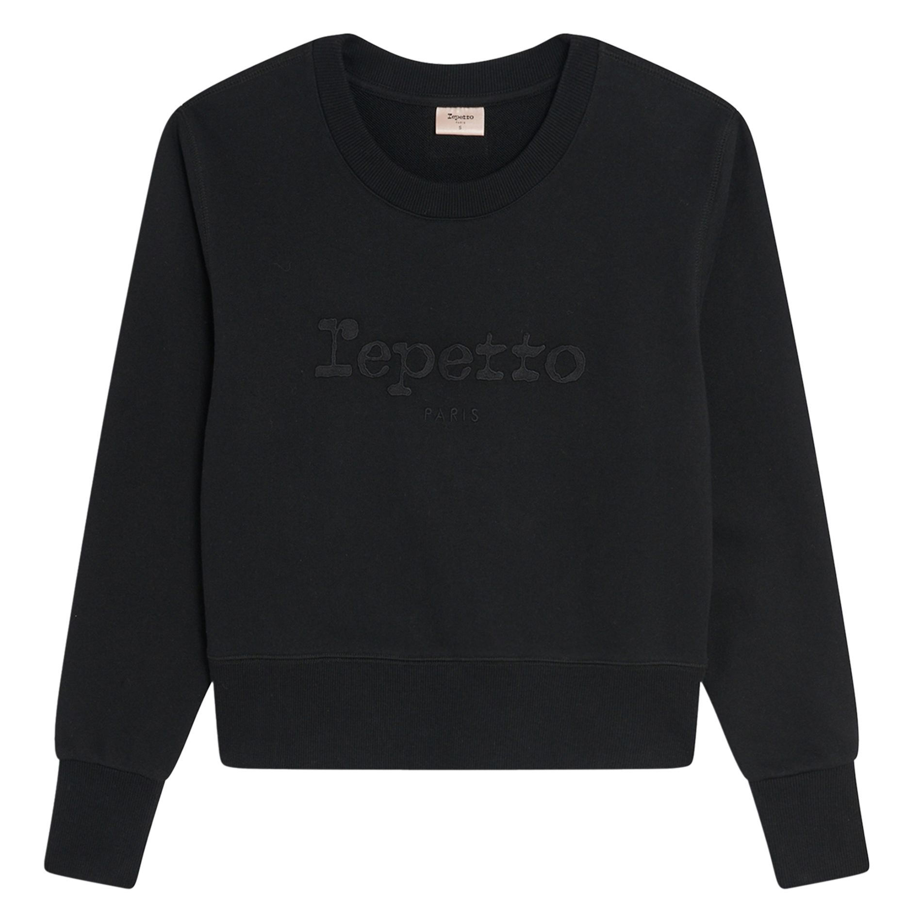 Sweatshirt col rond en coton brodé REPETTO Noir