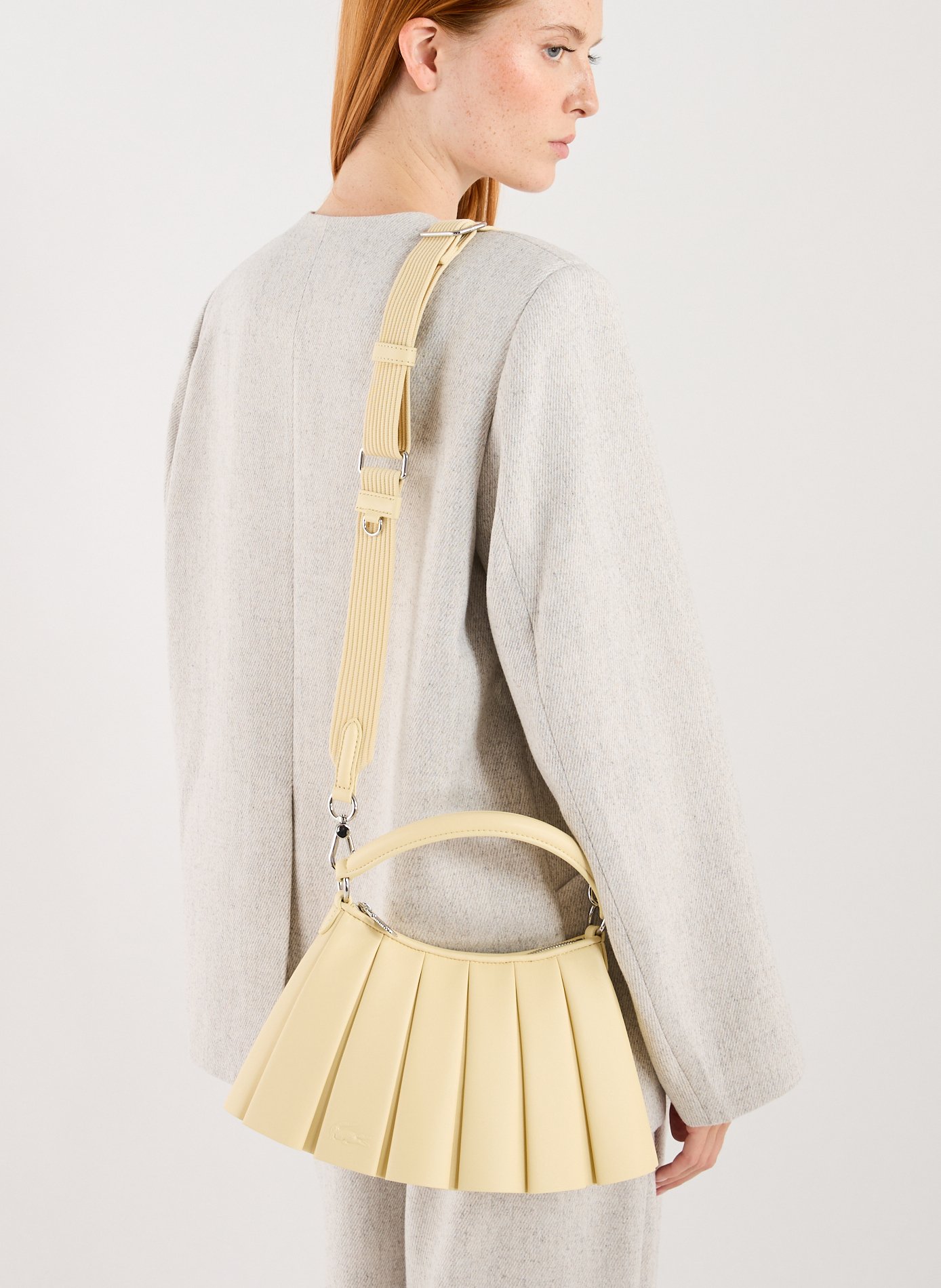 Petit sac Lenglen plissé en cuir LACOSTE Beige