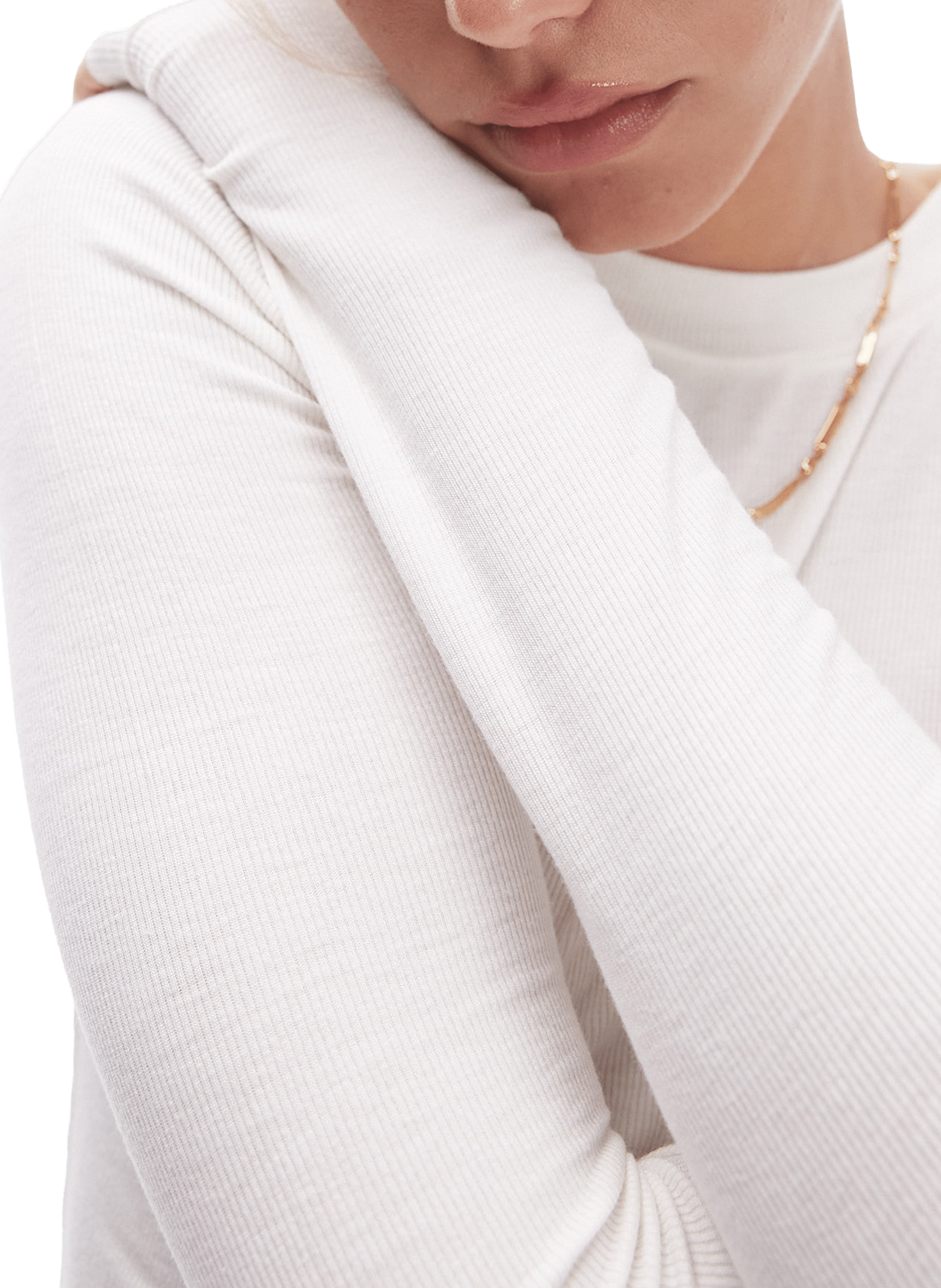 T-shirt col rond à manches longues TOPSHOP Blanc