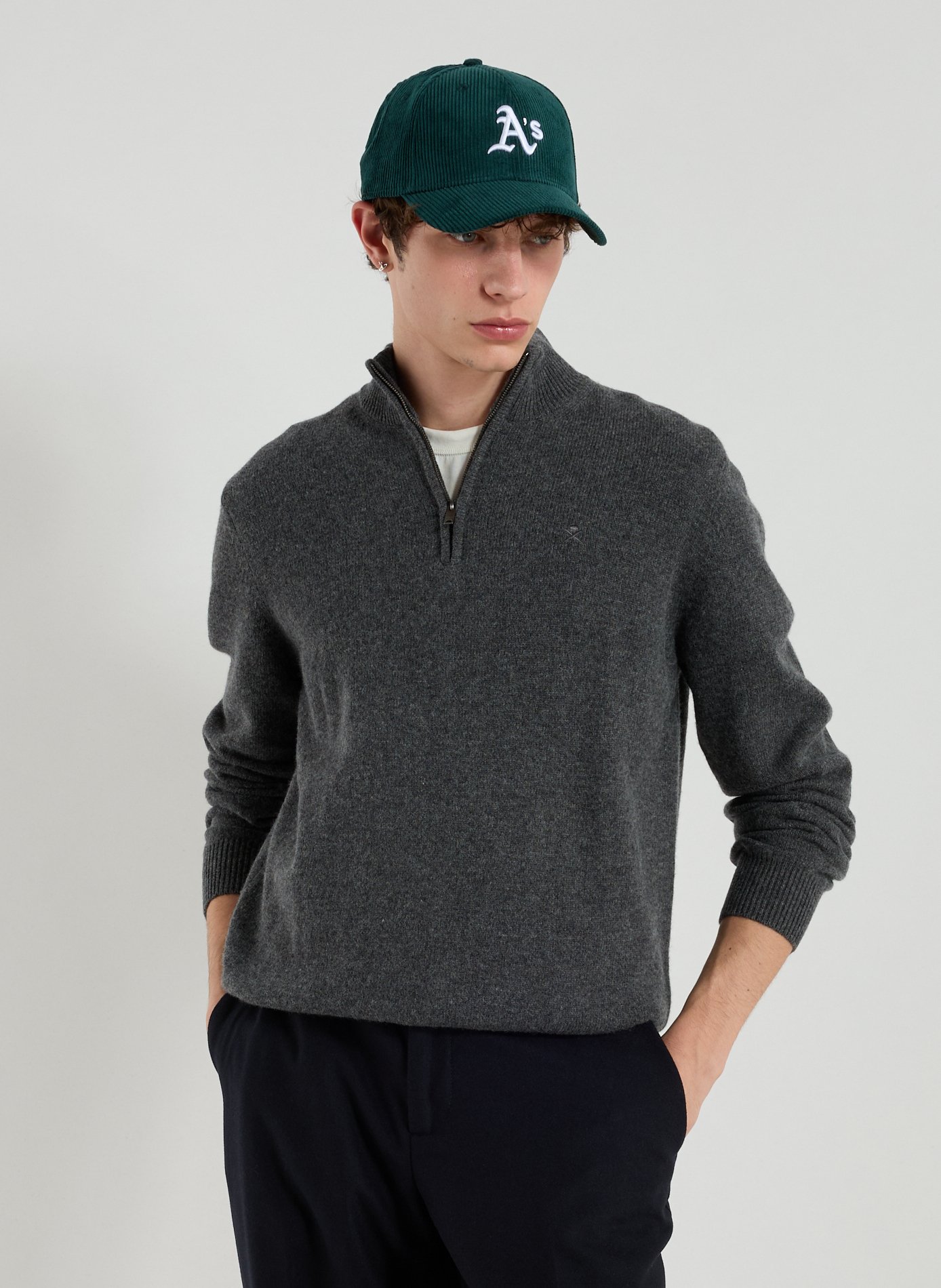 HACKETT High collar sweatshirt in wool Grey