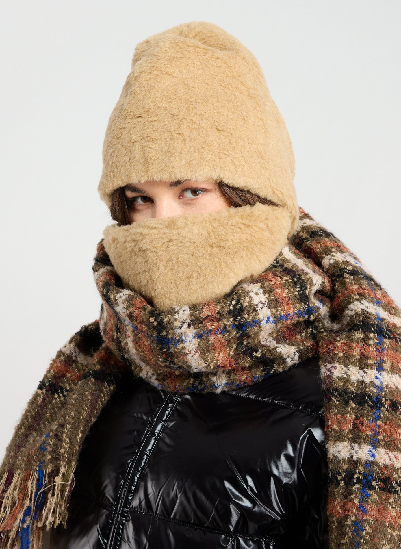 Scarf and beanie in blended wool OUR LEGACY Brown